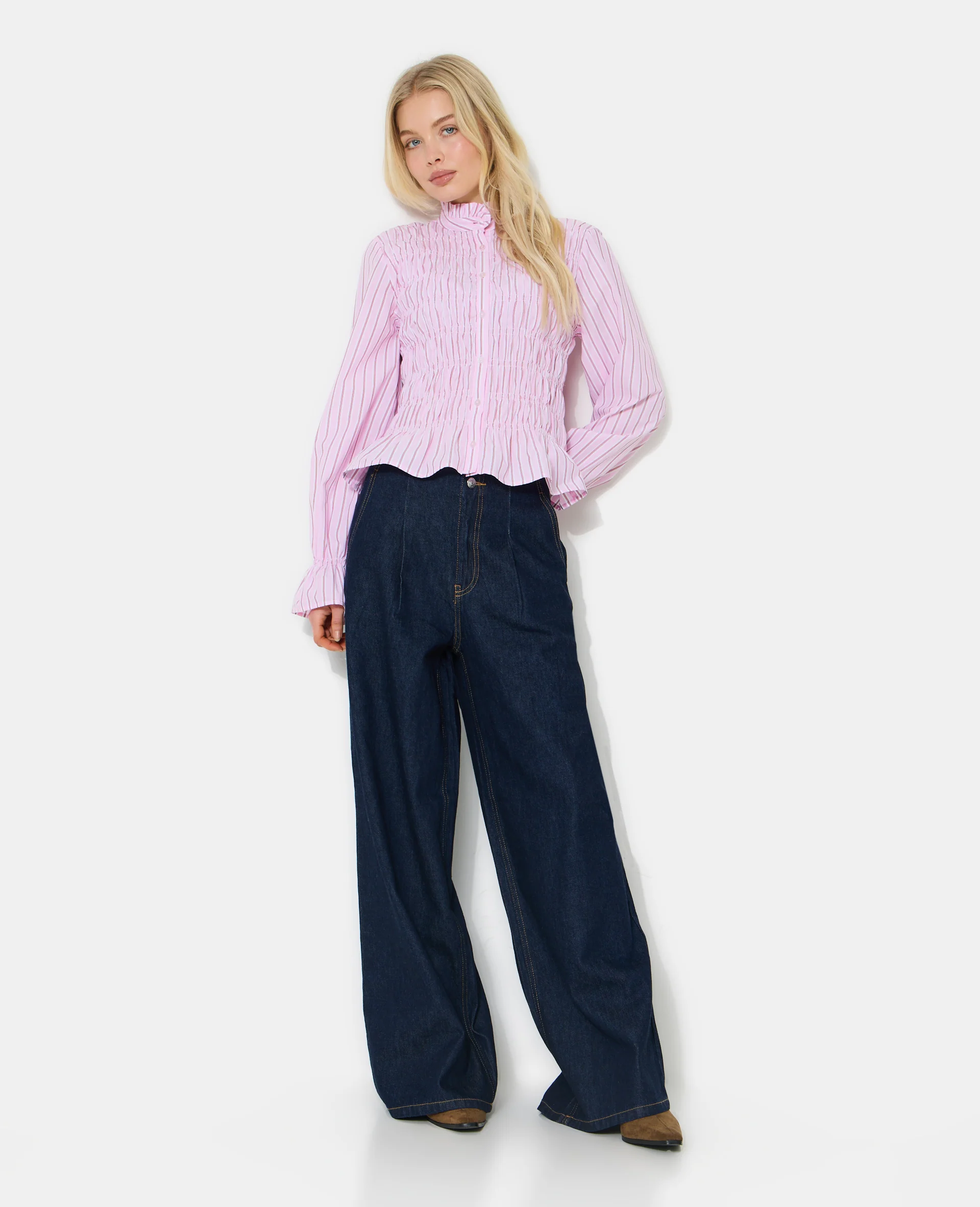 Chemise smockée et rayé avec manches ballons - Image 3