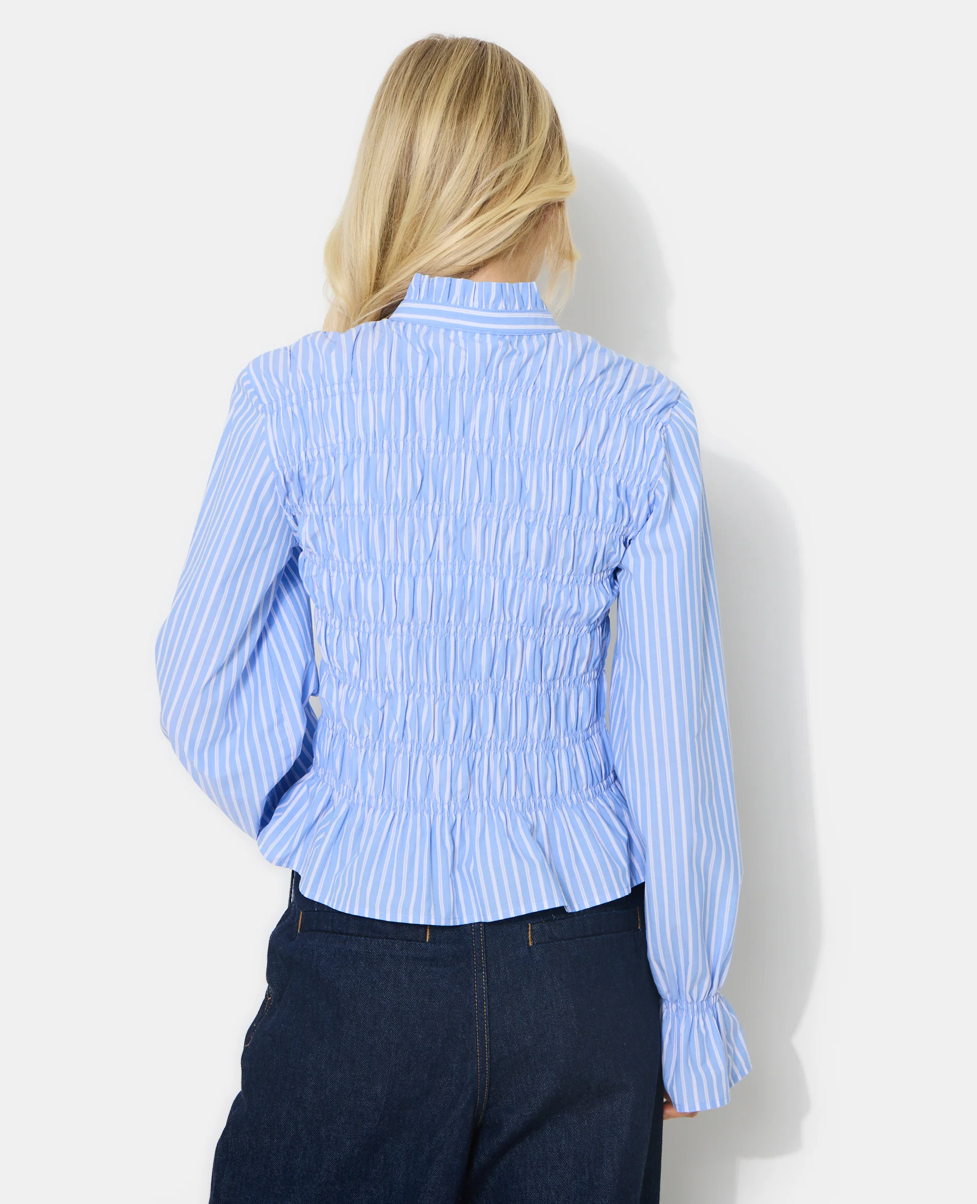 Chemise smockée et rayé avec manches ballons - Image 6