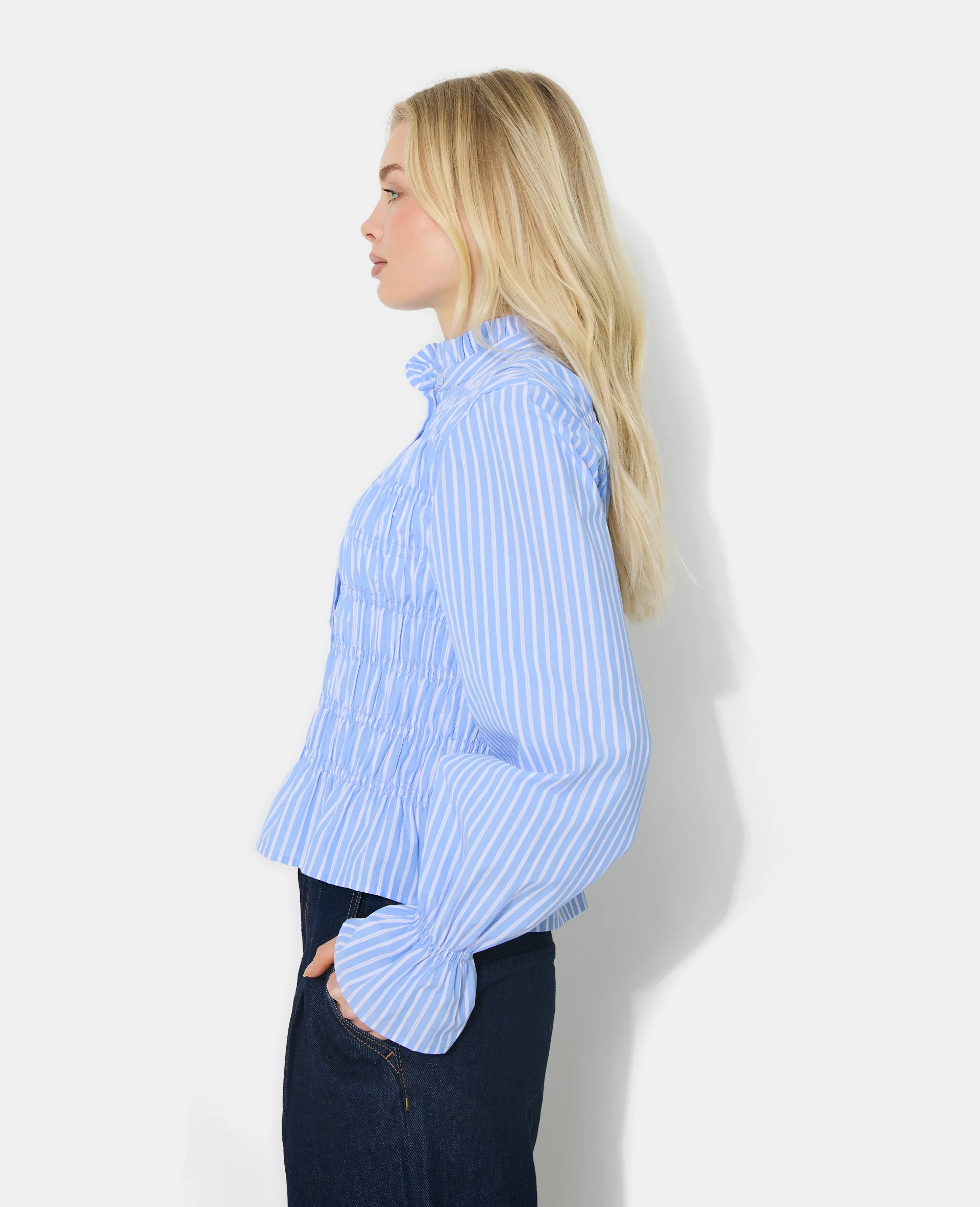 Chemise smockée et rayé avec manches ballons - Image 7
