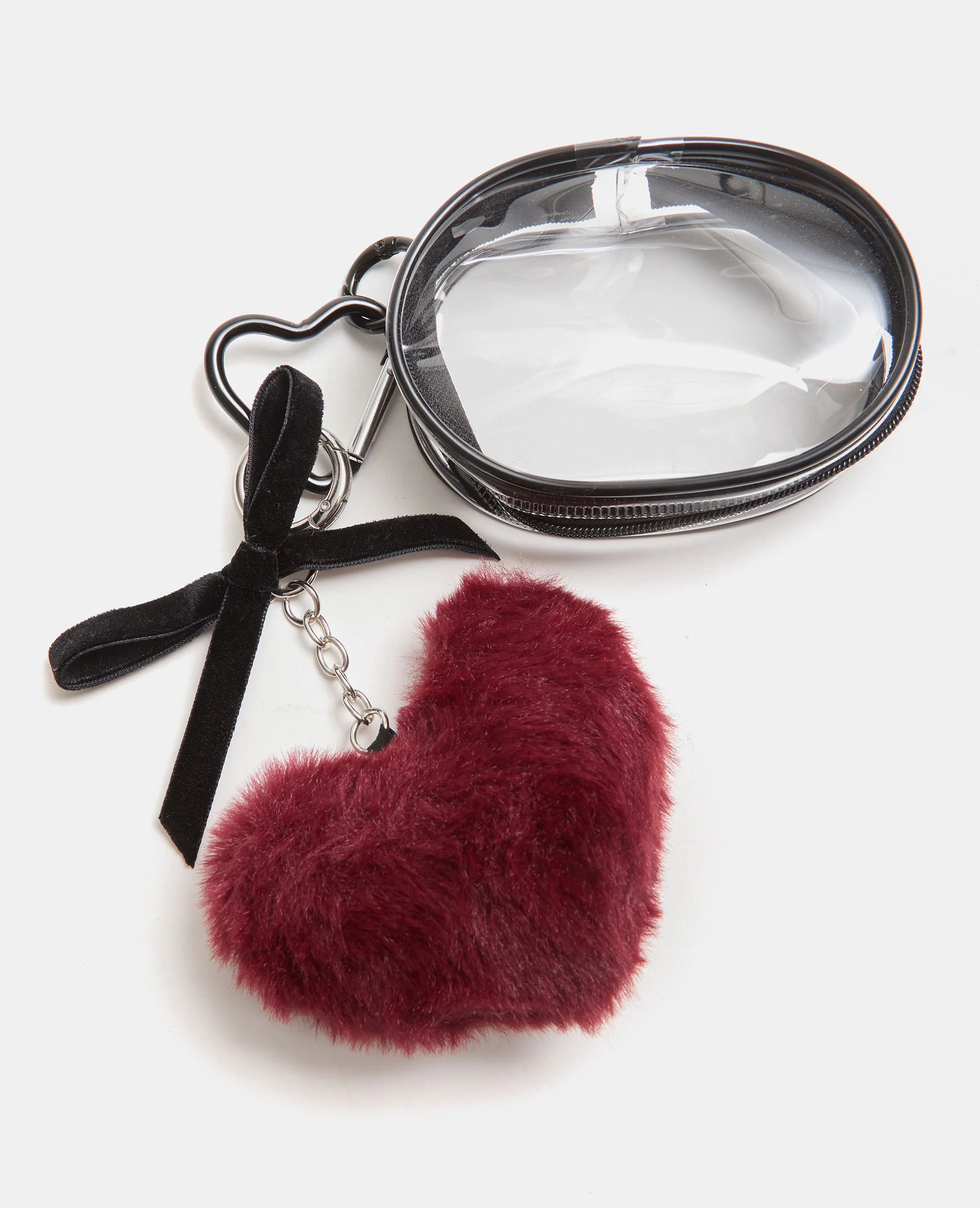 Déco de sac cœur peluche + étui transparent - Image 3