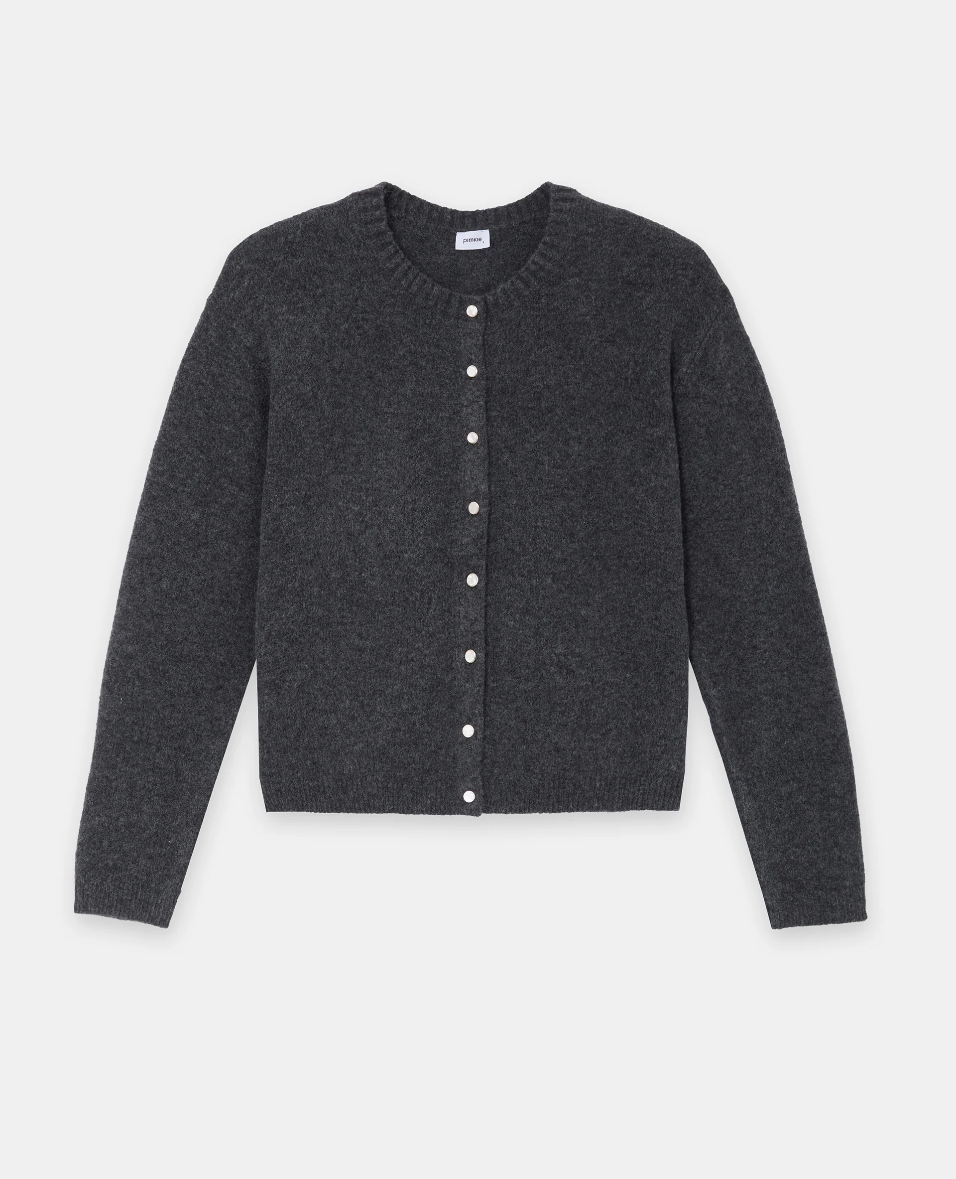 Gilet col rond avec bouton effet nacre