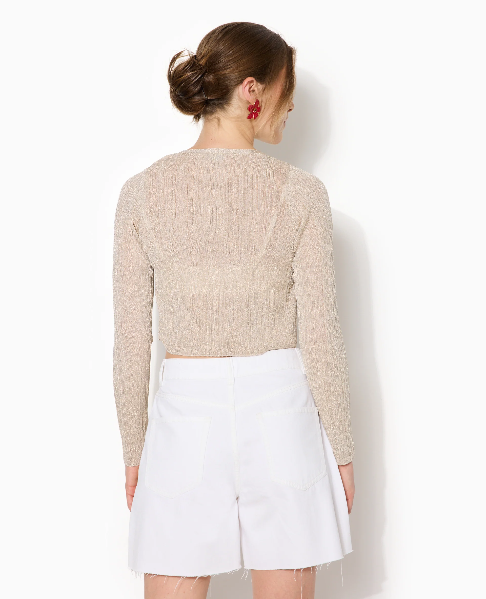 Gilet court en maille lurex avec nouette - Image 6