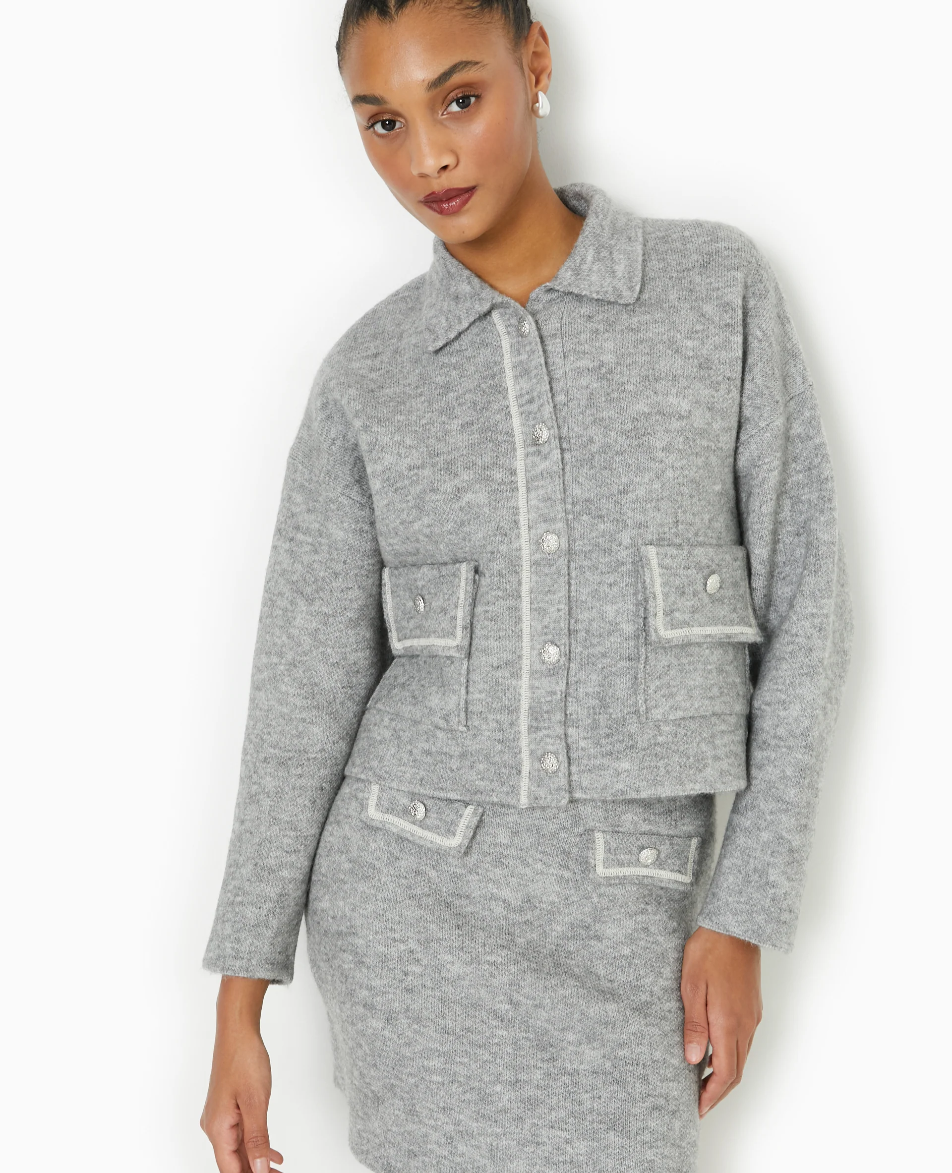 Gilet droit avec boutons fantaisie