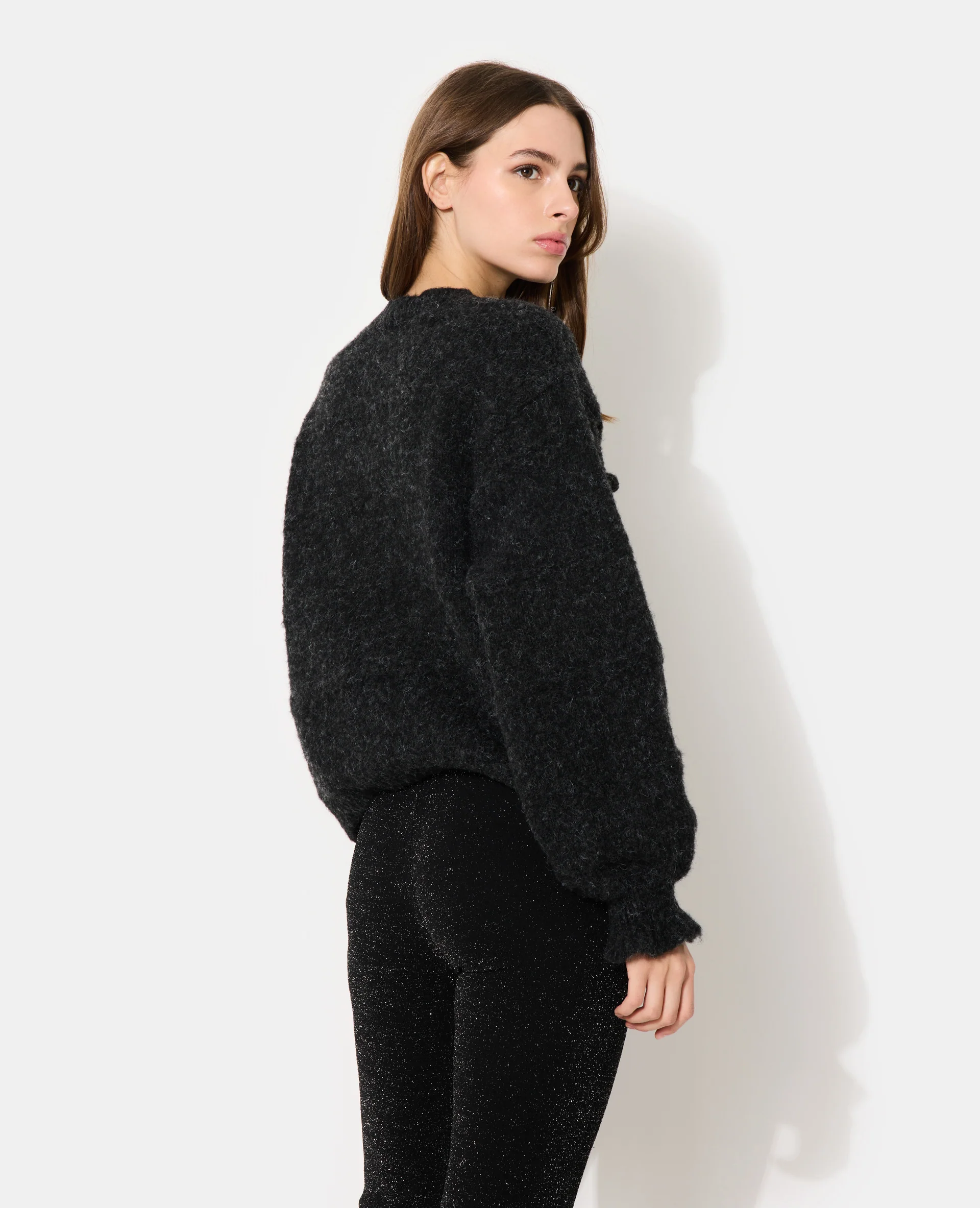 Gilet en maille fantaisie avec nouettes et volants - Image 6