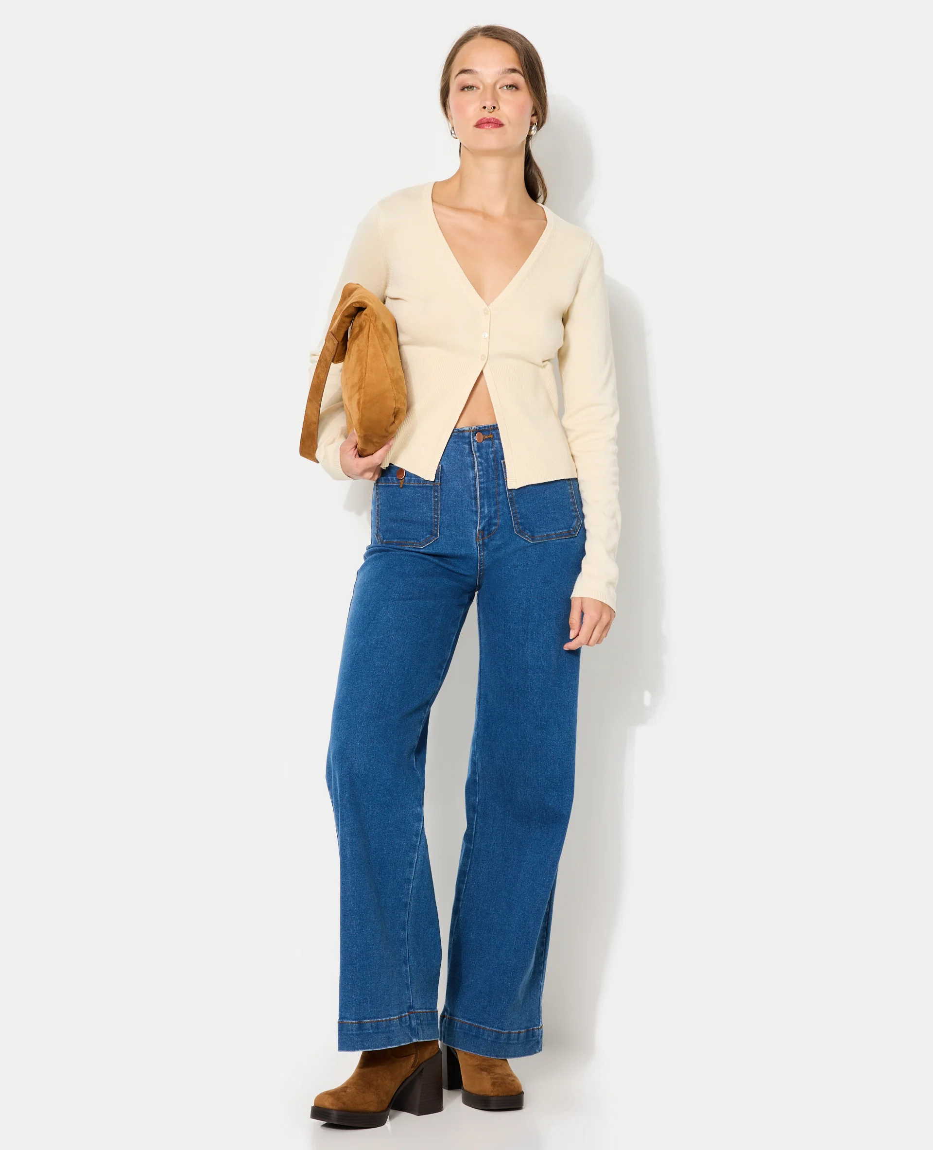 Gilet en maille fine avec grand bord-côtes - Image 3