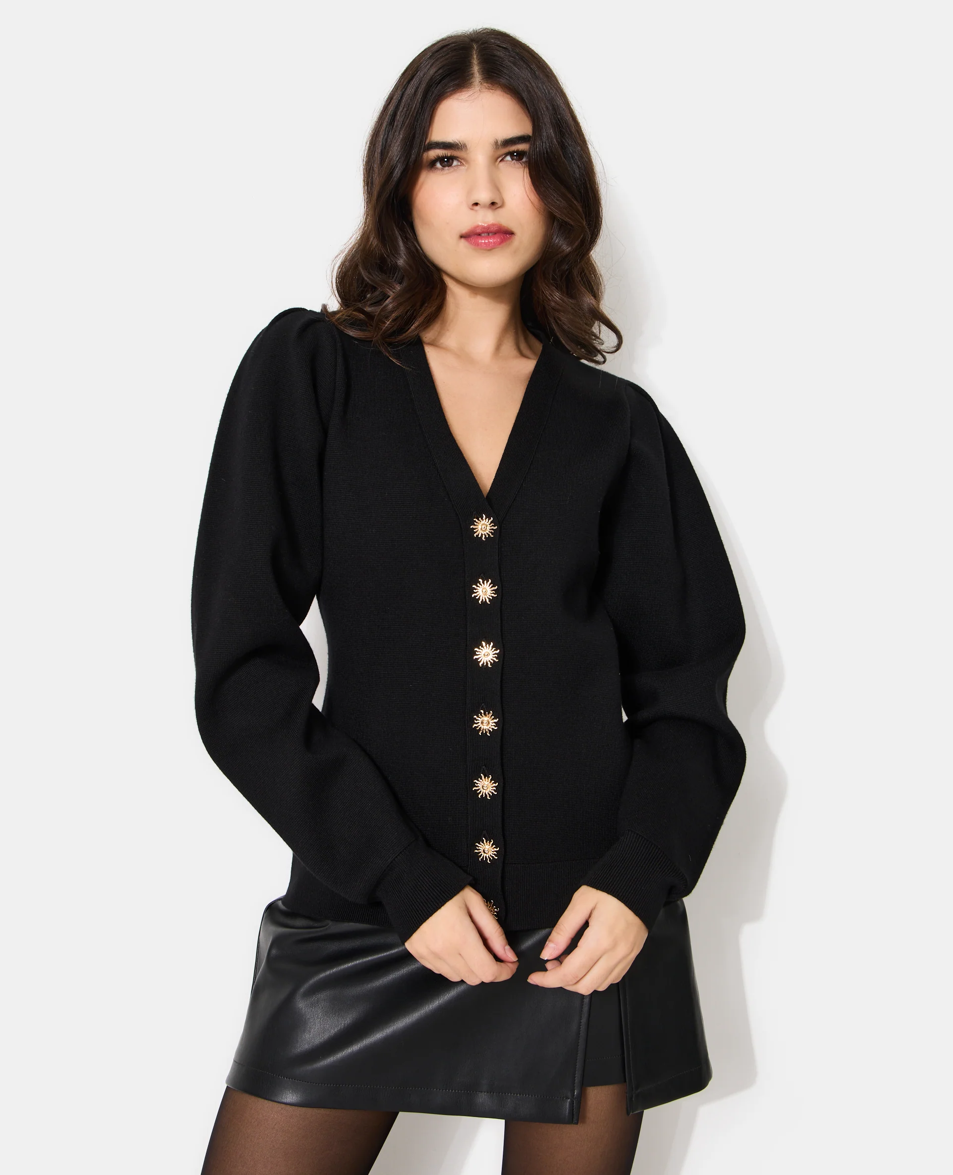 Gilet maille compacte avec boutons soleil