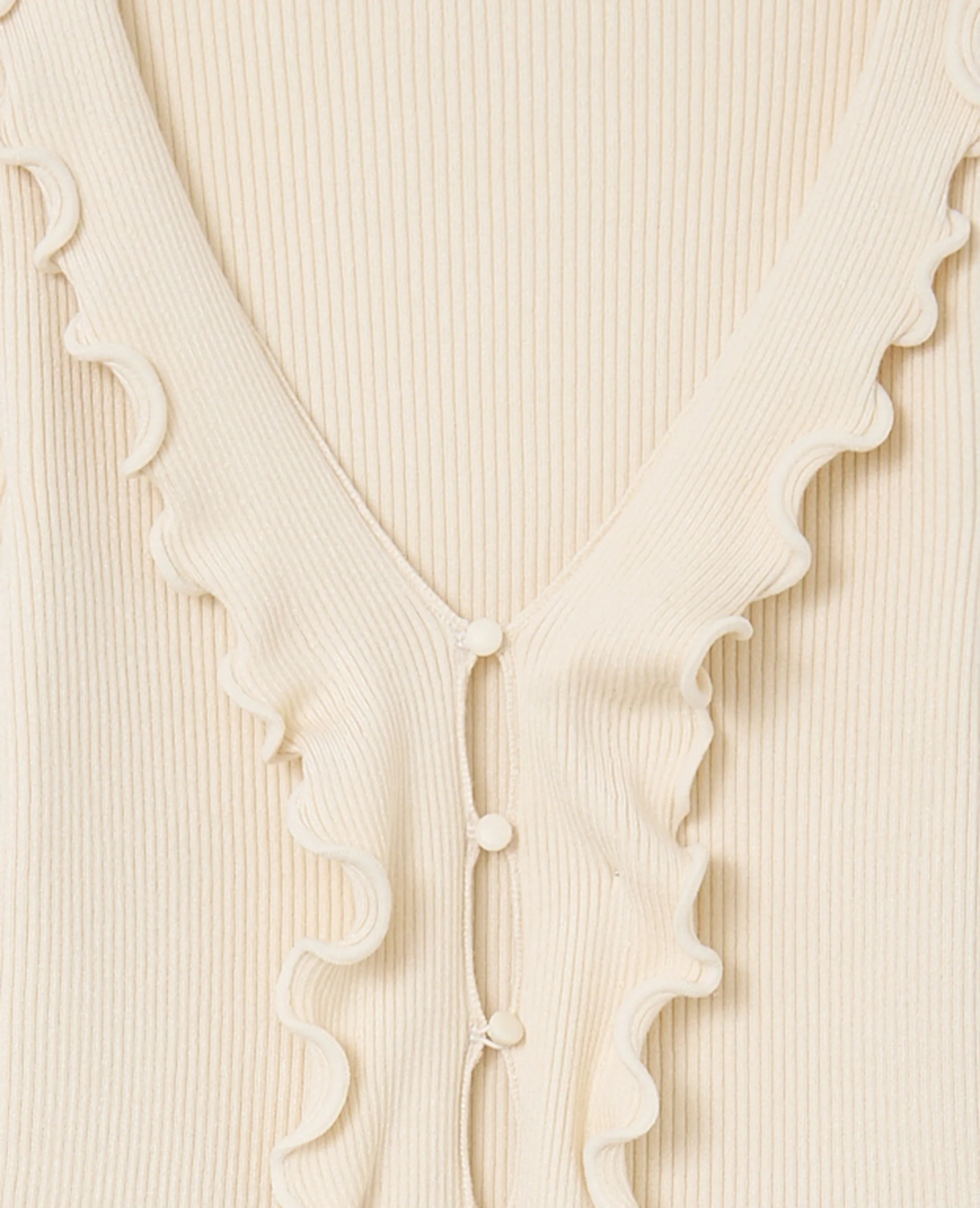 Gilet maille côtelée avec volants et bords ondulés - Image 8