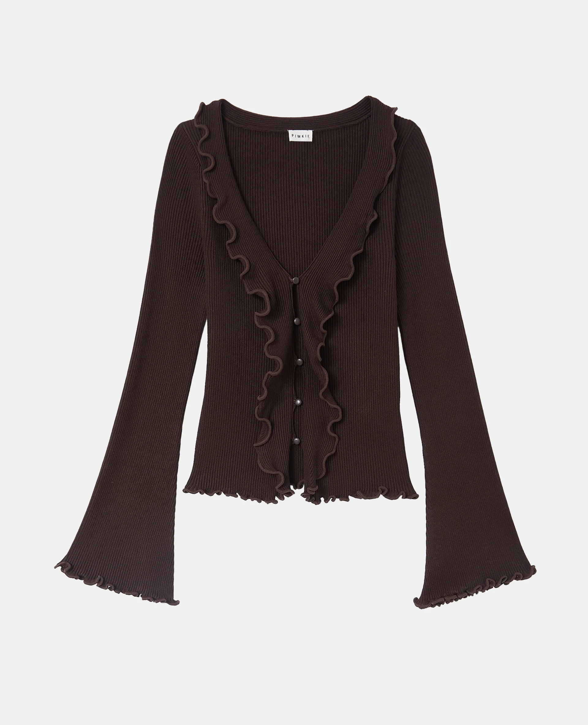 Gilet maille côtelée avec volants et bords ondulés - Image 4