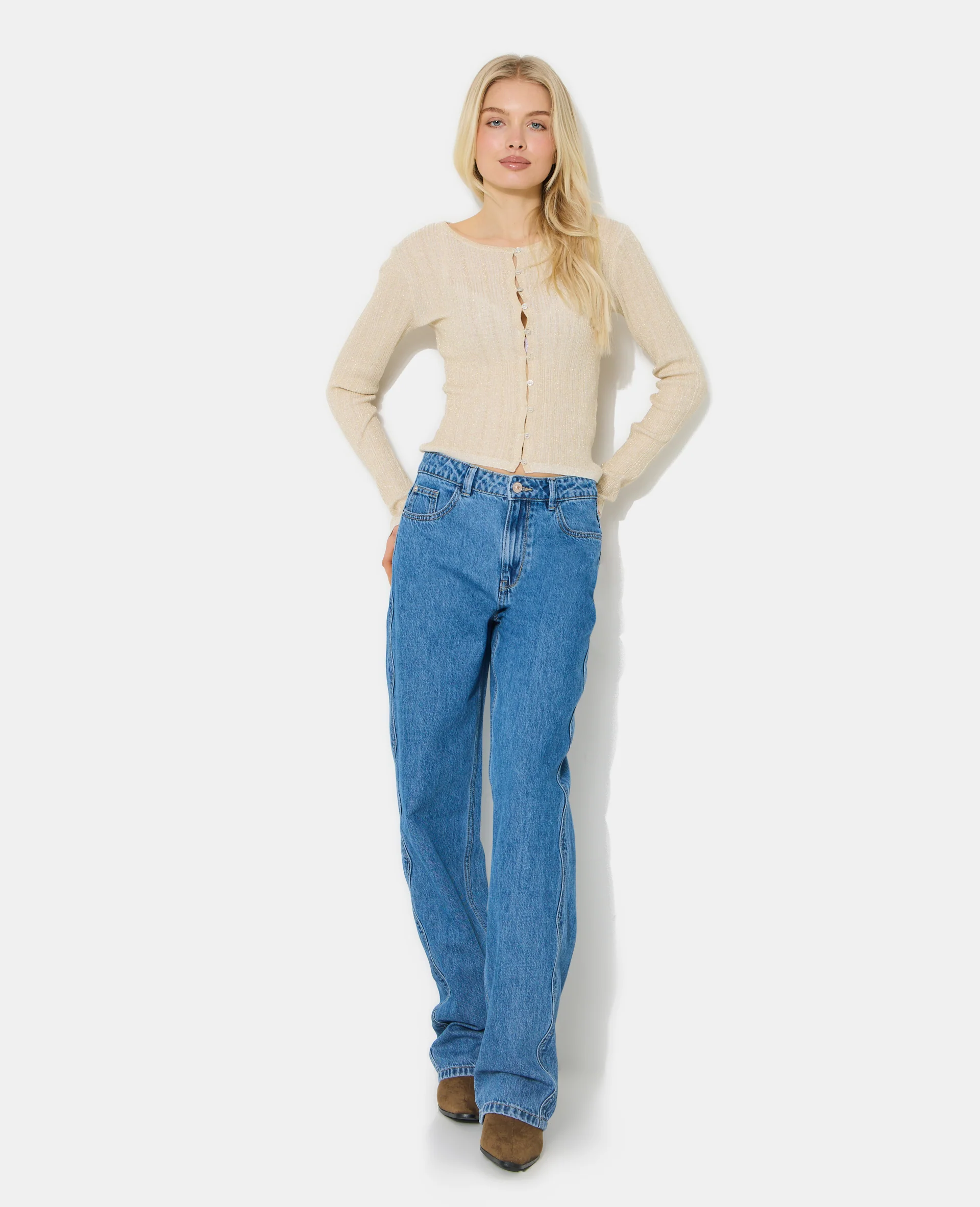 Gilet maille fine et côtelée avec lurex - Image 3