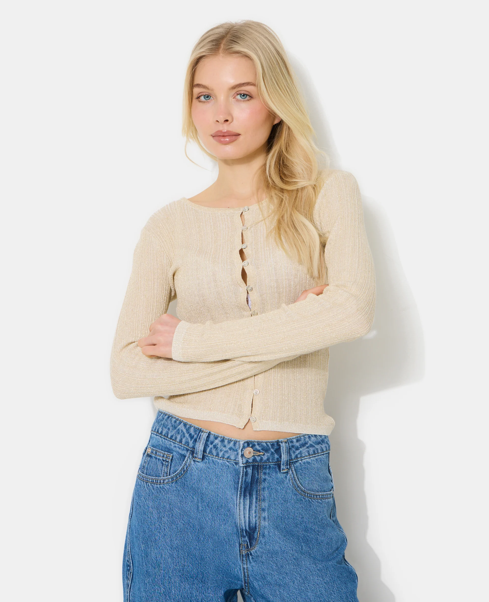 Gilet maille fine et côtelée avec lurex - Image 5