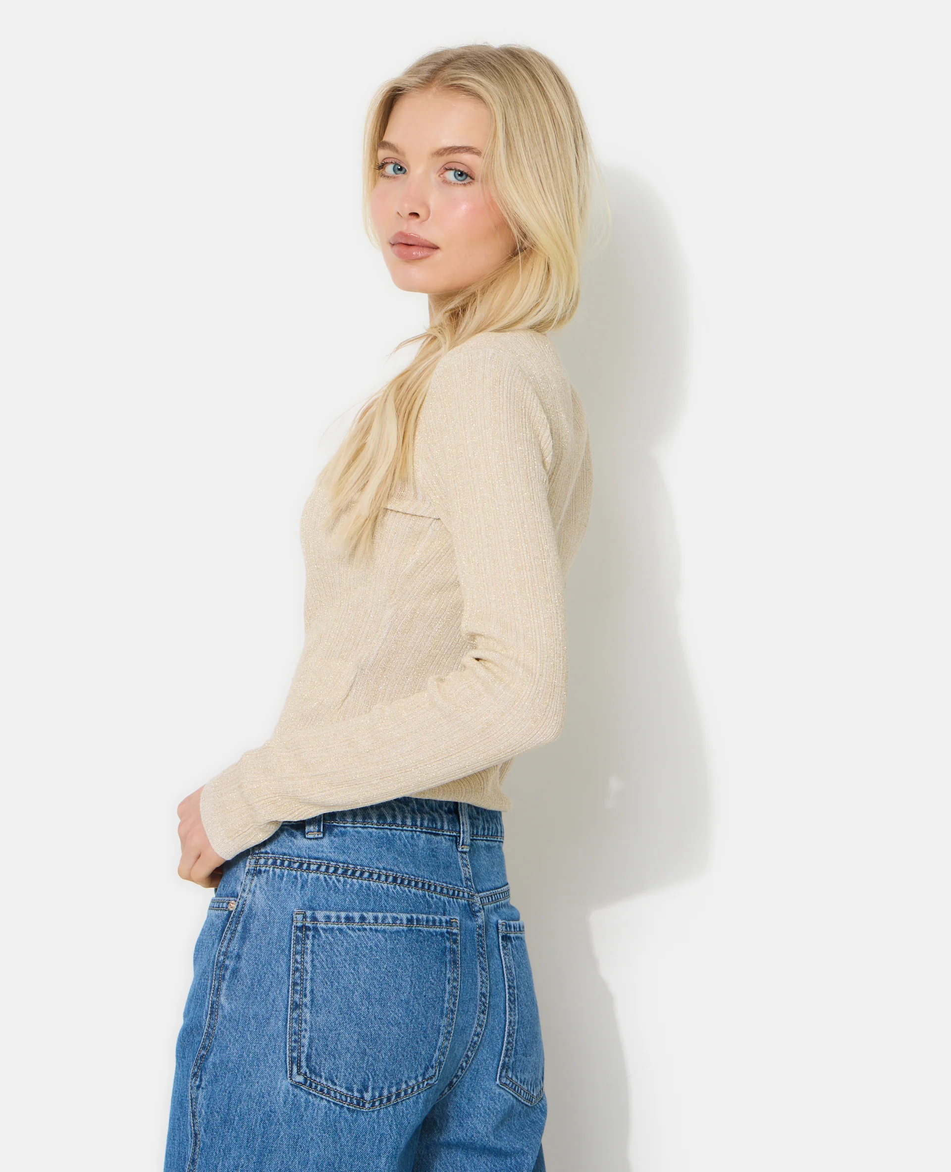 Gilet maille fine et côtelée avec lurex - Image 7