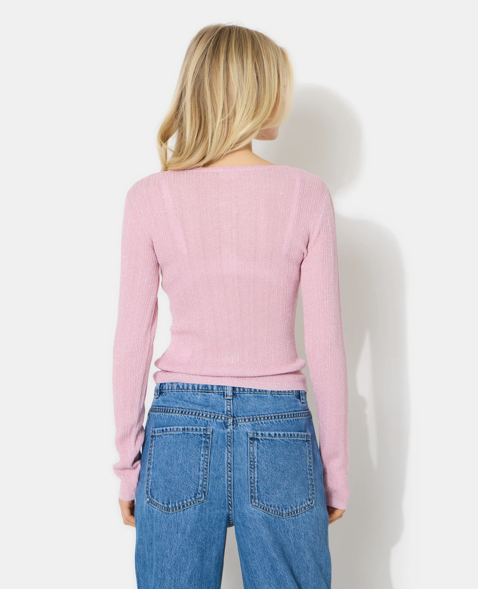 Gilet maille fine et côtelée avec lurex - Image 6