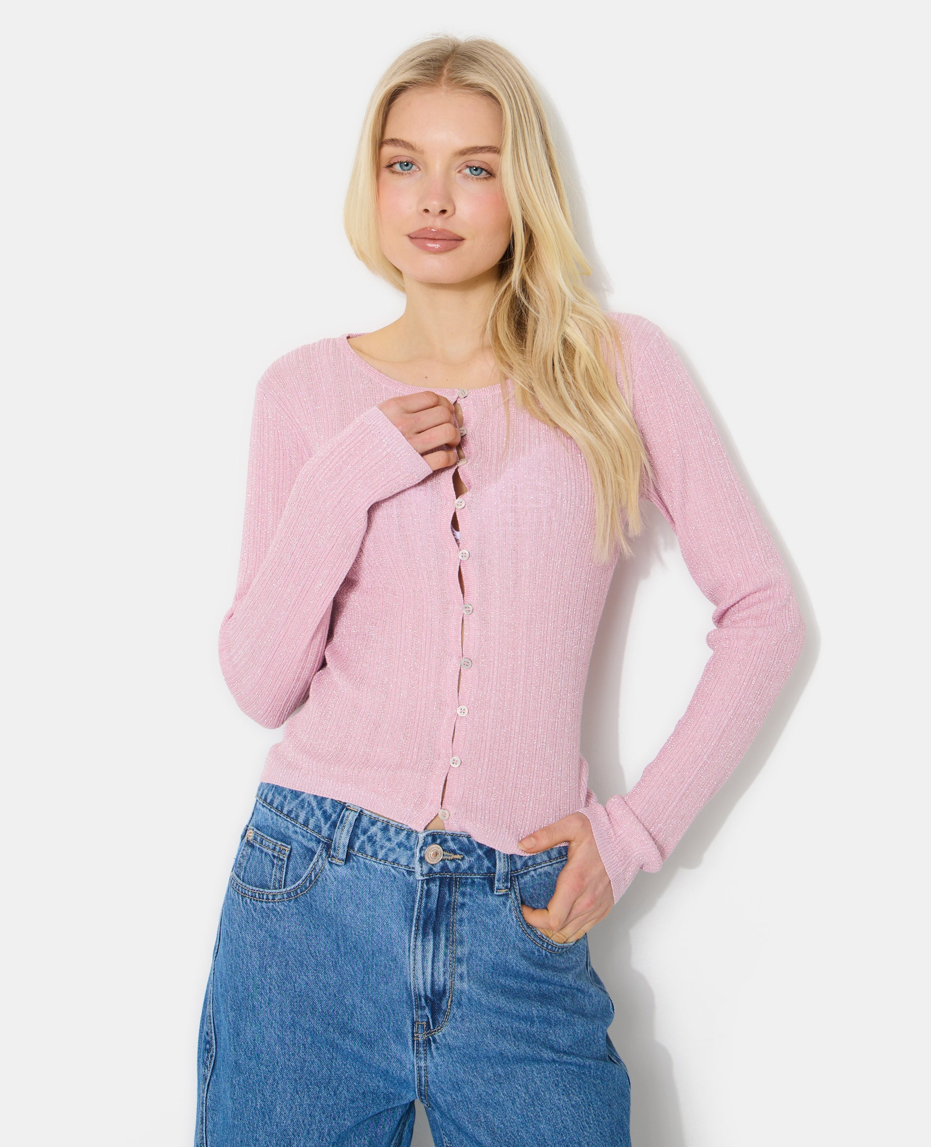 Gilet maille fine et côtelée avec lurex - Image 7