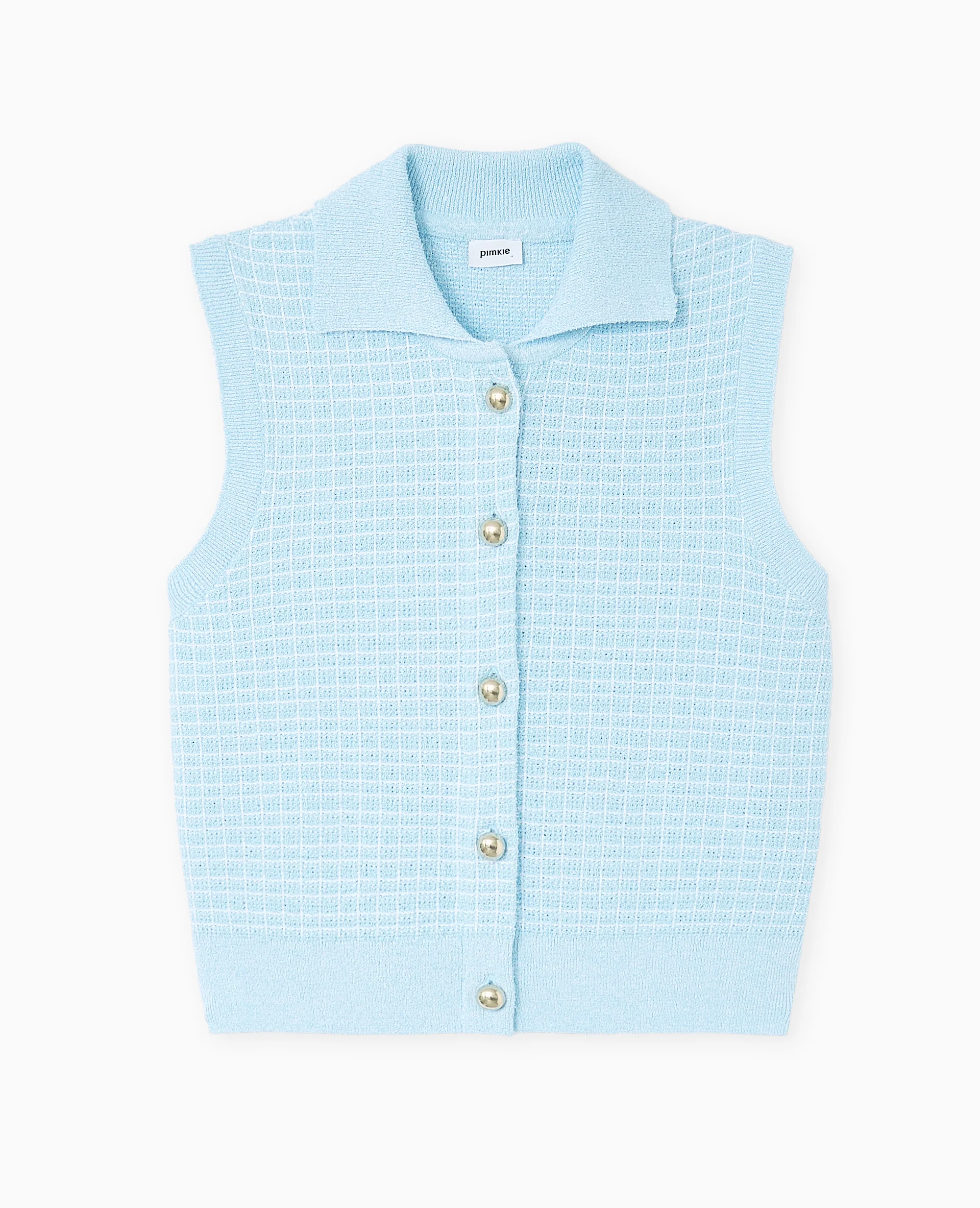 Gilet sans manches en maille Ă carreaux - Image 4