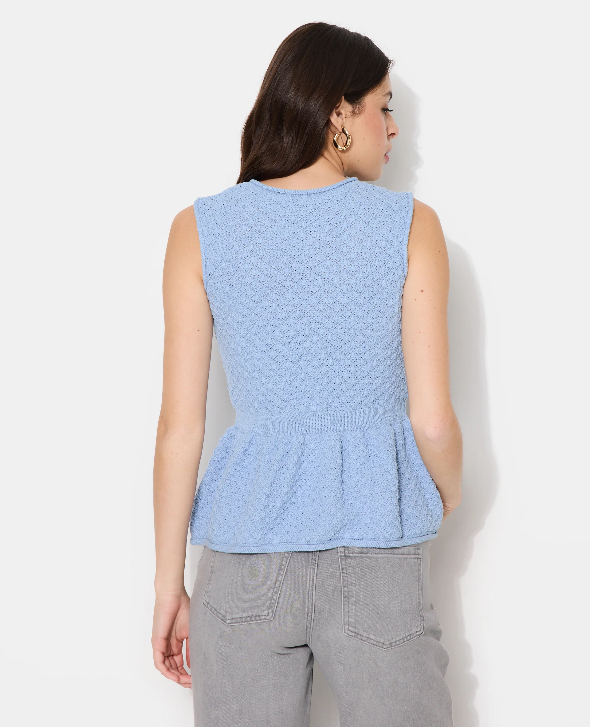 Gilet sans manches peplum avec boutons fantaisie - Image 6