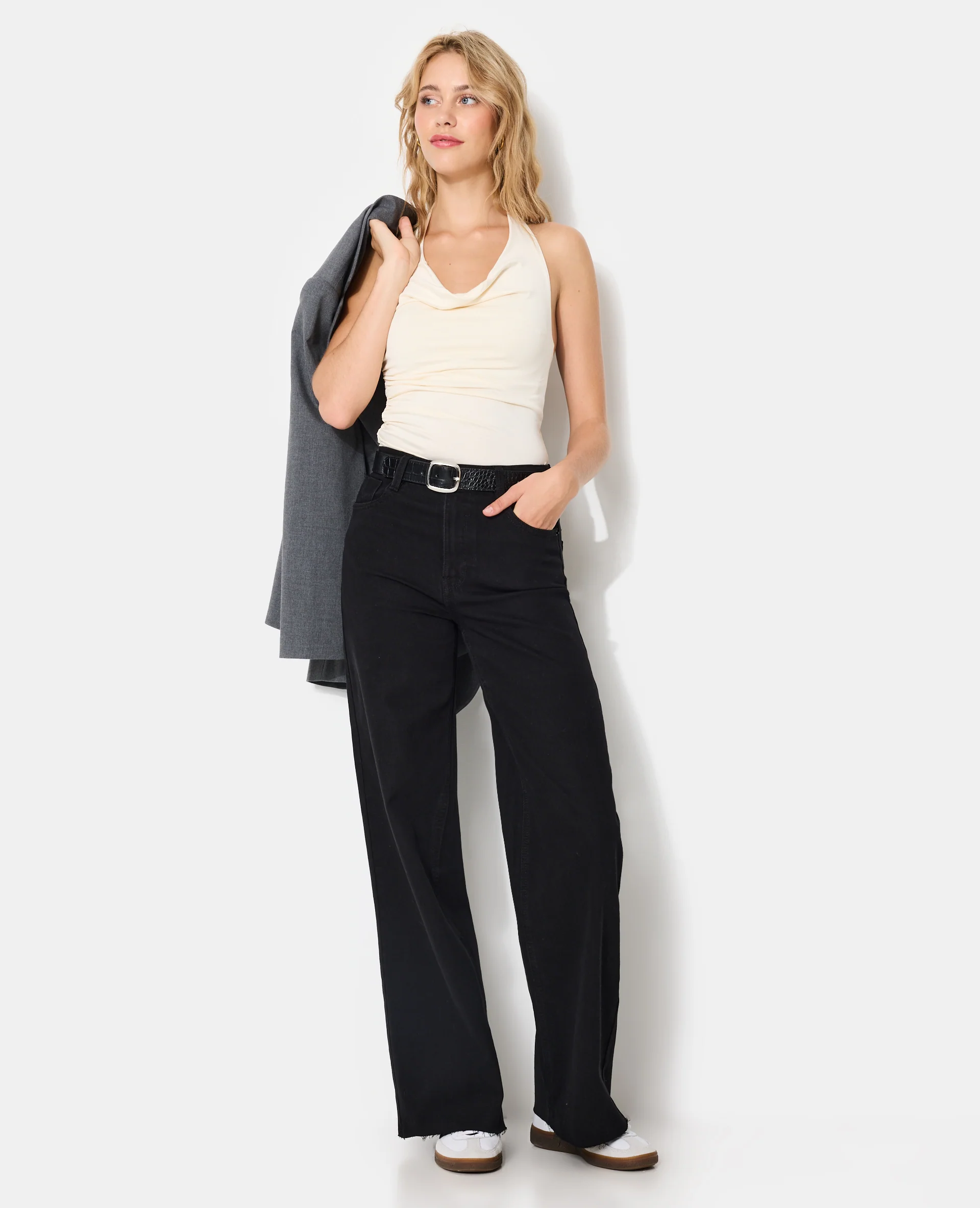 J71-1 / Jean wide stretch taille haute bas coupés - Image 5