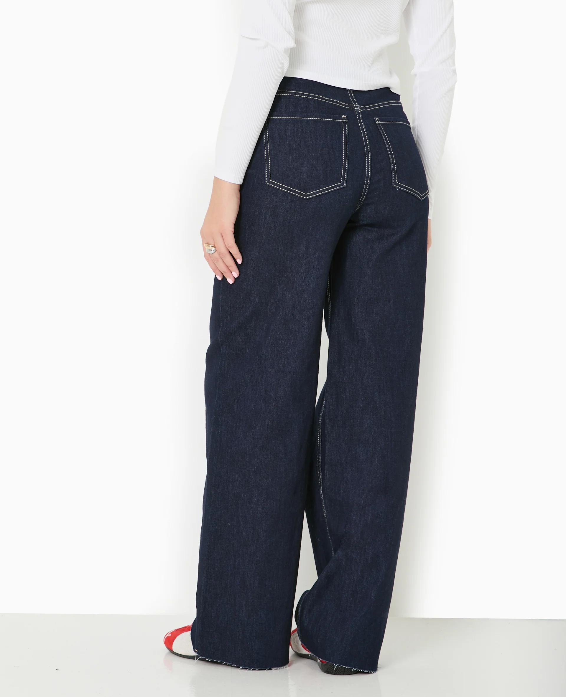 J71-1 / Jean wide taille haute avec bas coupés - Image 6