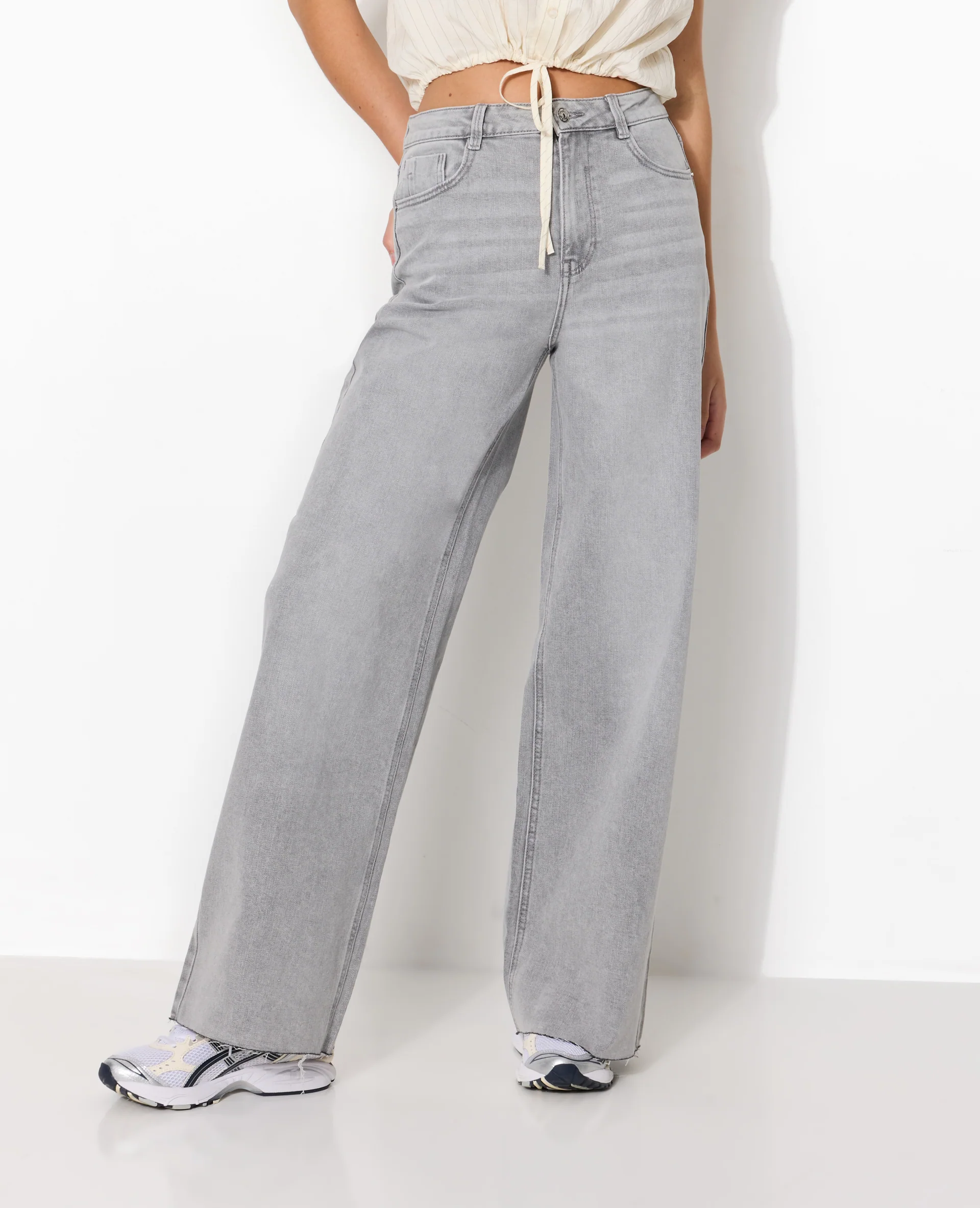 J71-1 / Jean wide taille haute avec bas coupés - Image 5