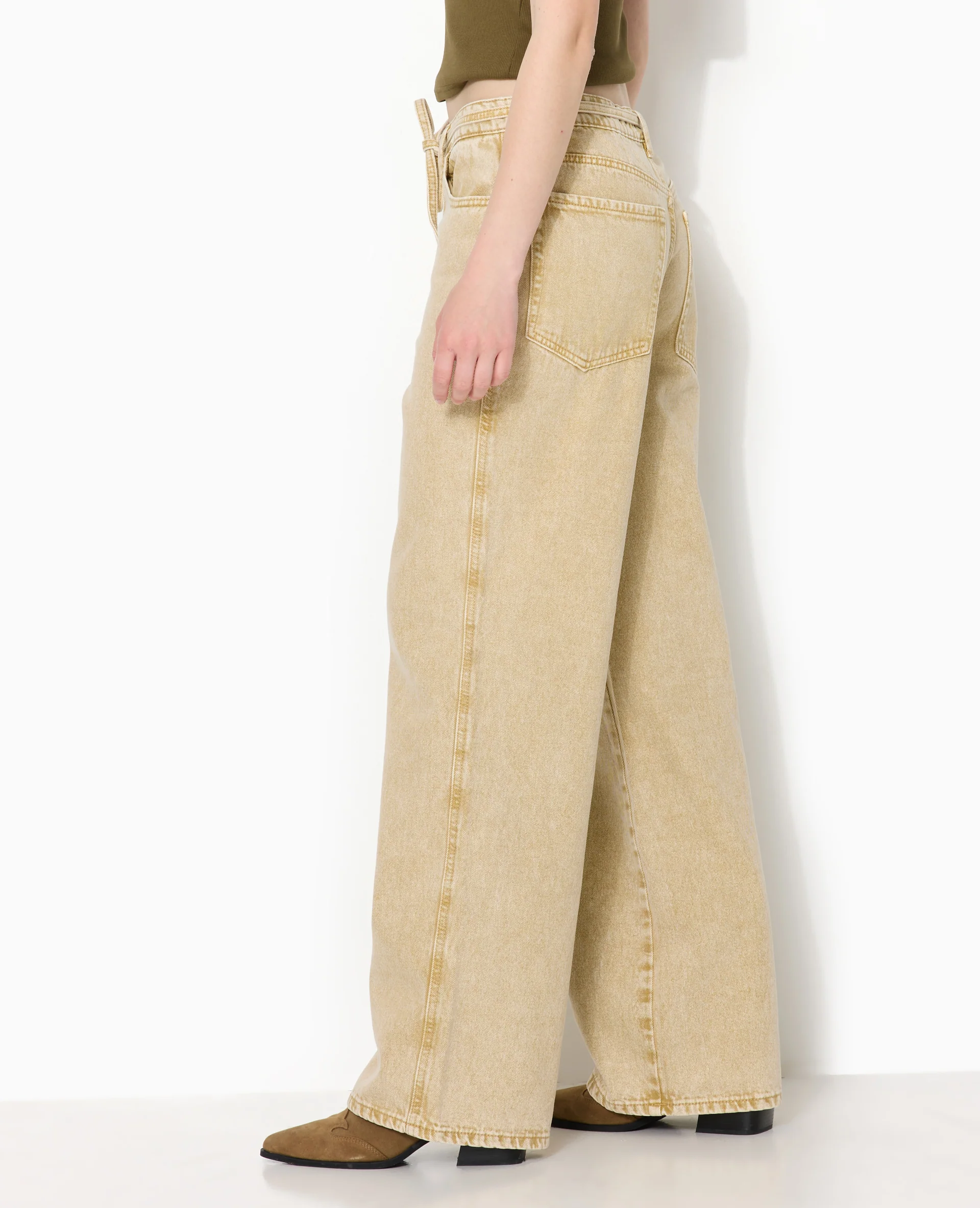Jean baggy taille basse avec ceinture à nouer - Image 3