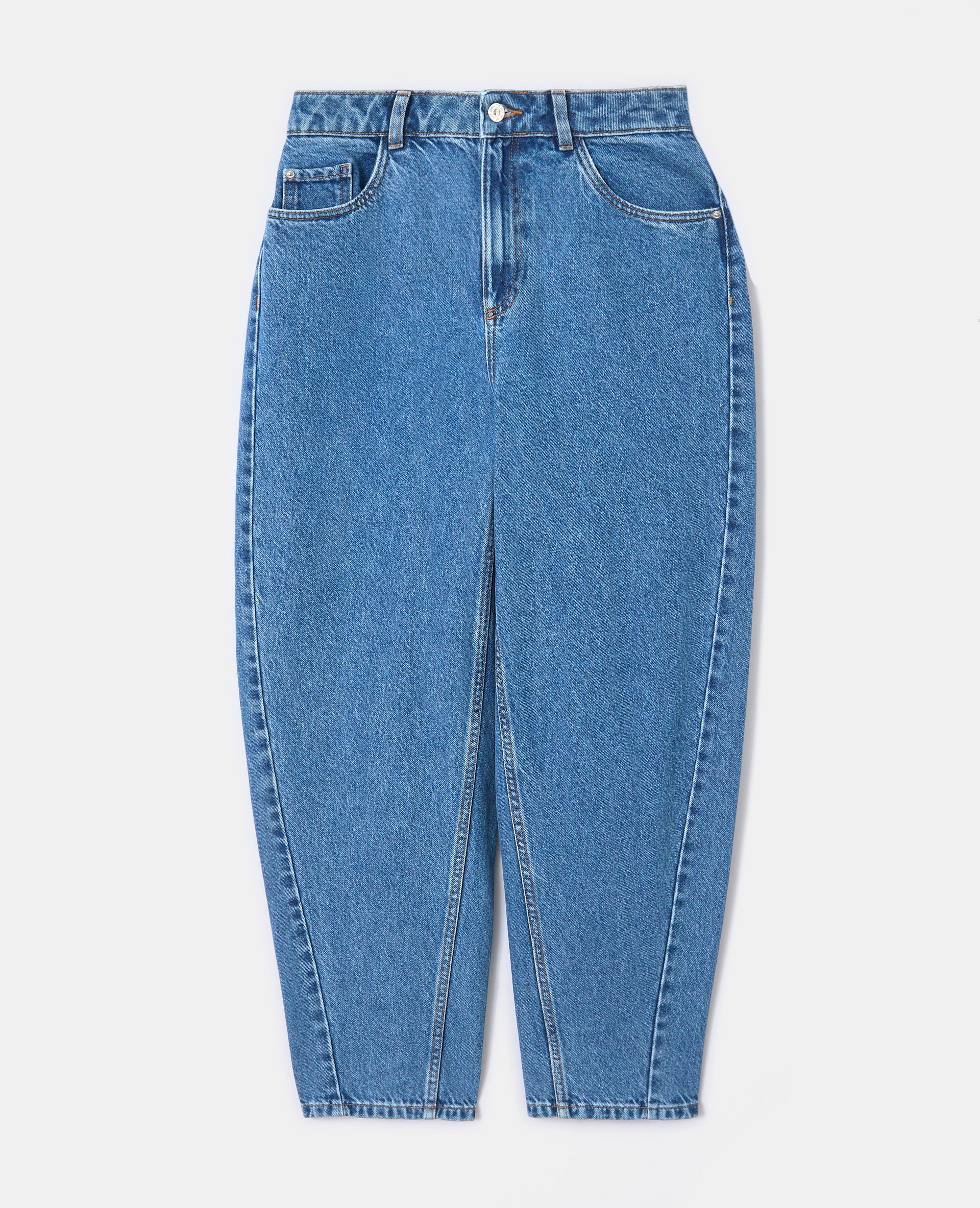 Jean barrel taille haute avec jeux de coutures - Image 4
