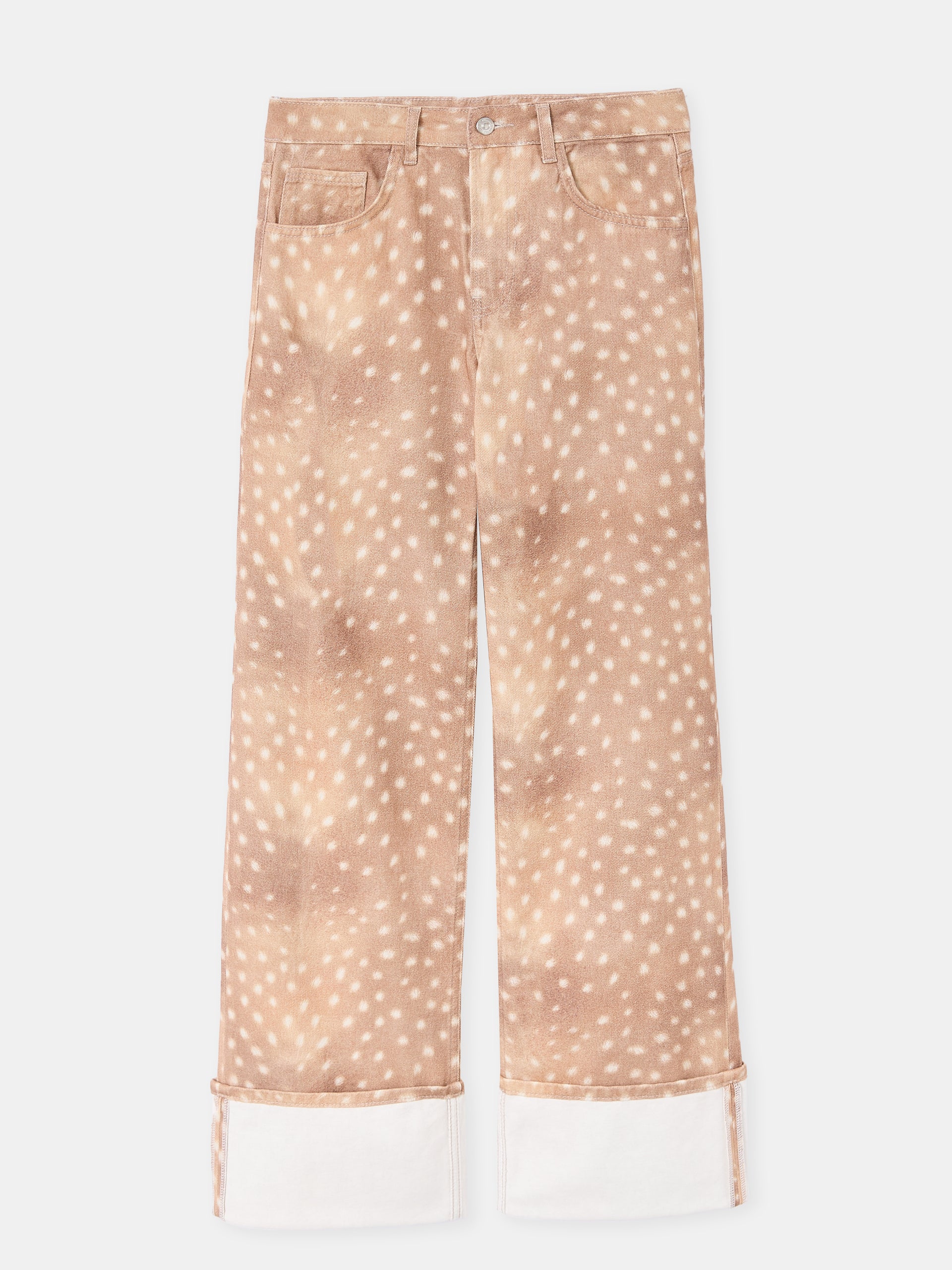 Jean droit avec grand revers motif faon - Image 4