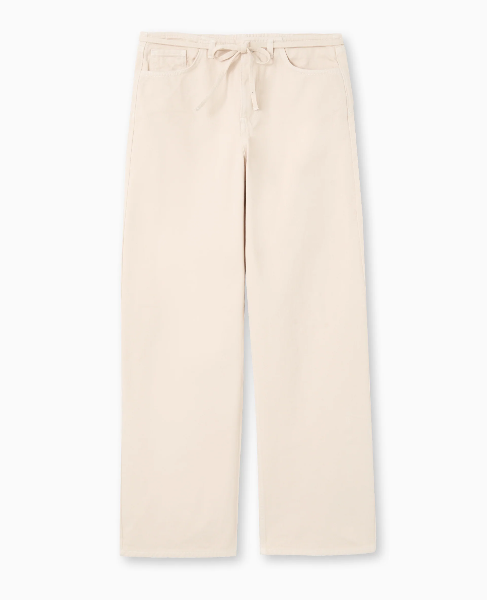 Jean droit taille basse avec ceinture à nouer - Image 4