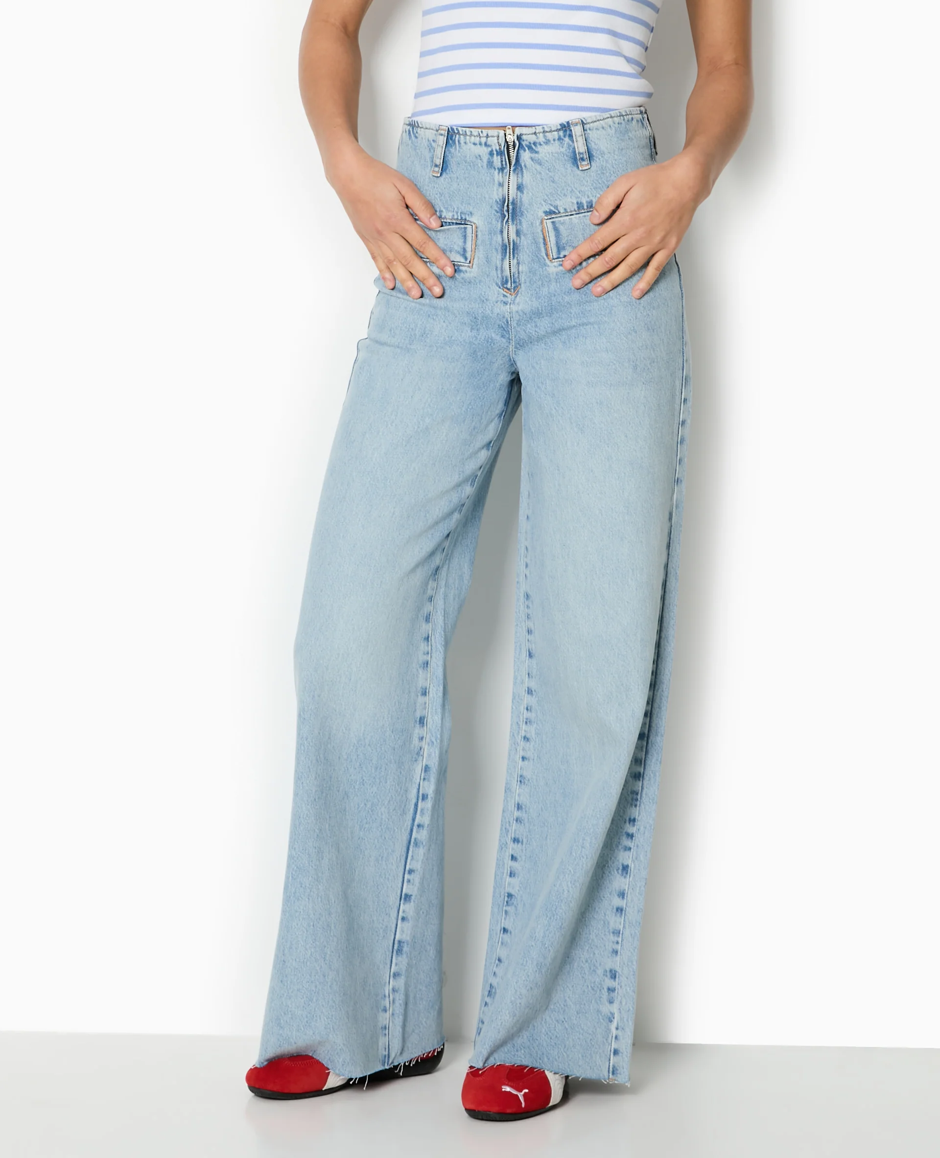 Jean droit taille haute fausses poches devant - Image 5