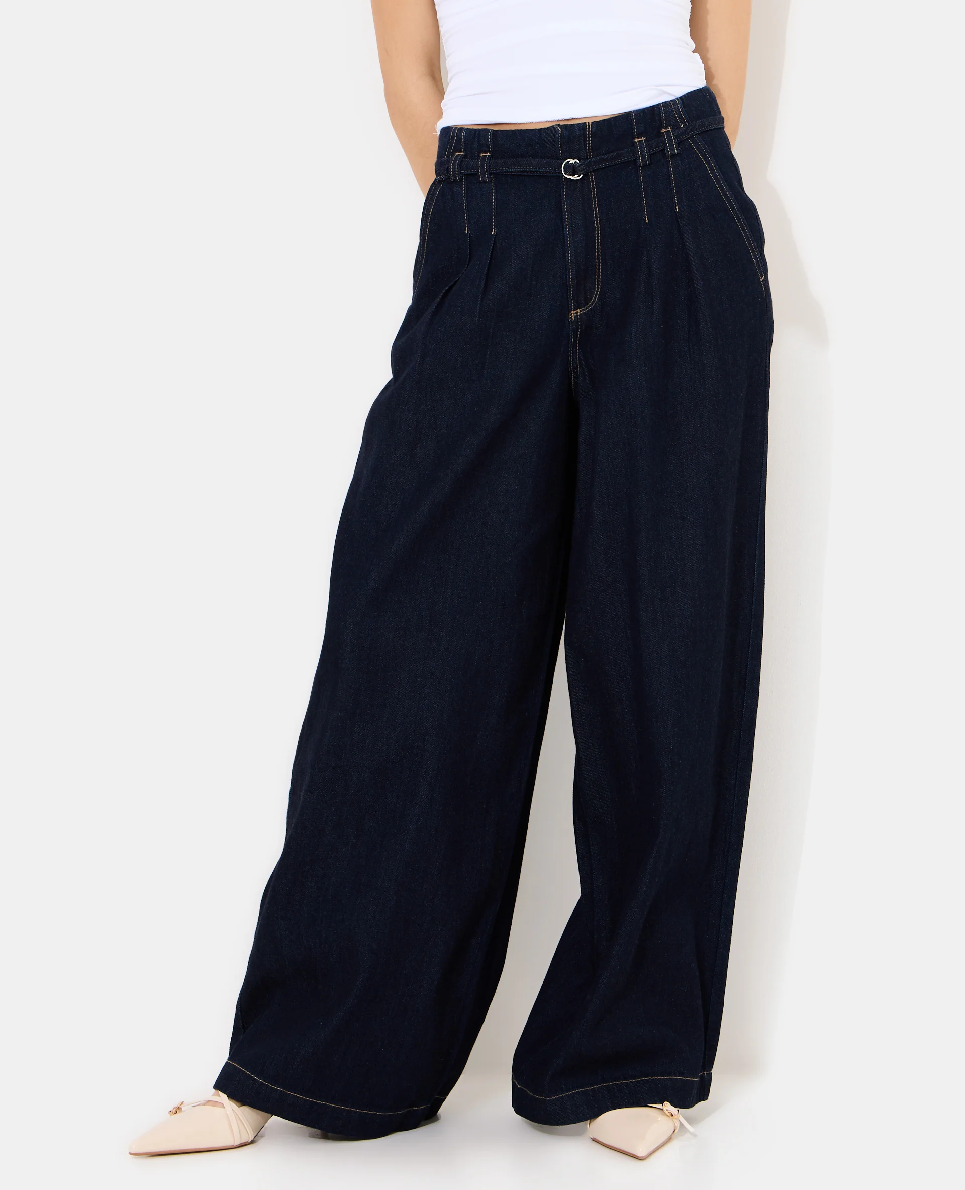 Jean extra wide taille haute avec ceinture - Image 5
