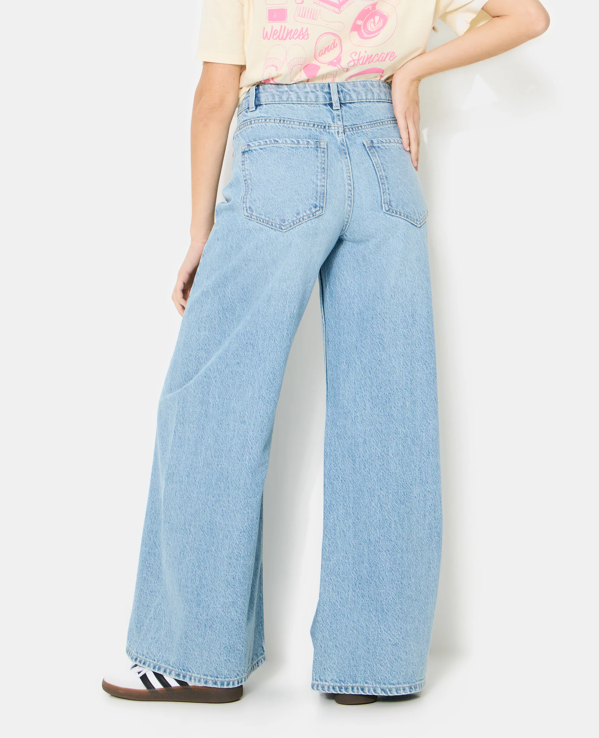 Jean extra wide taille haute avec jeux de coutures - Image 6