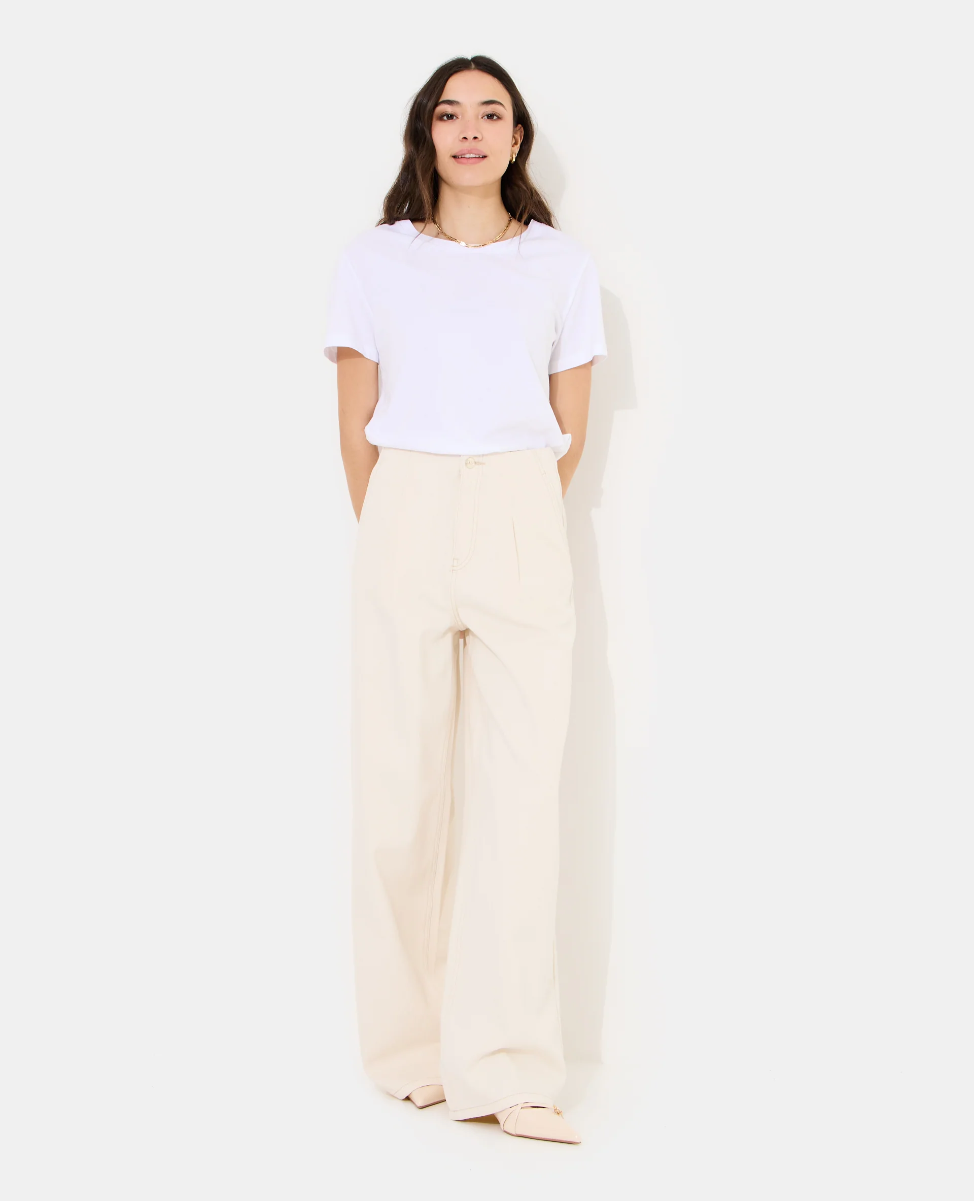 Jean extra wide taille haute avec pinces