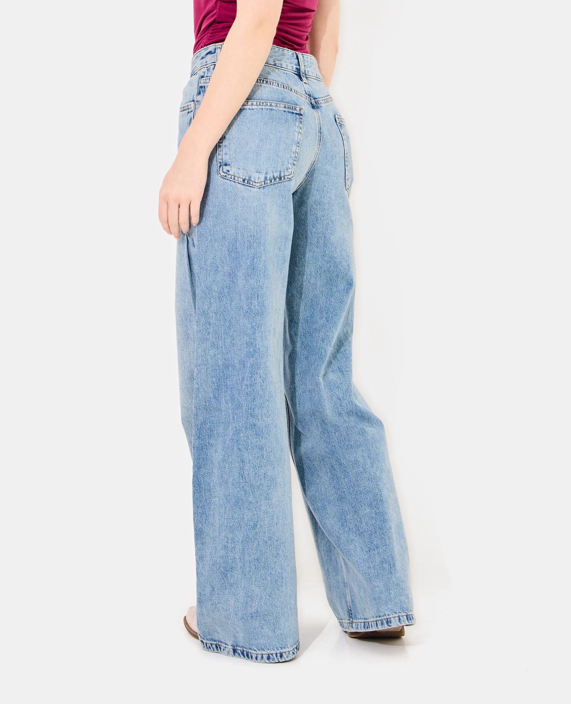 Jean extra wide taille medium avec pinces côtés - Image 7