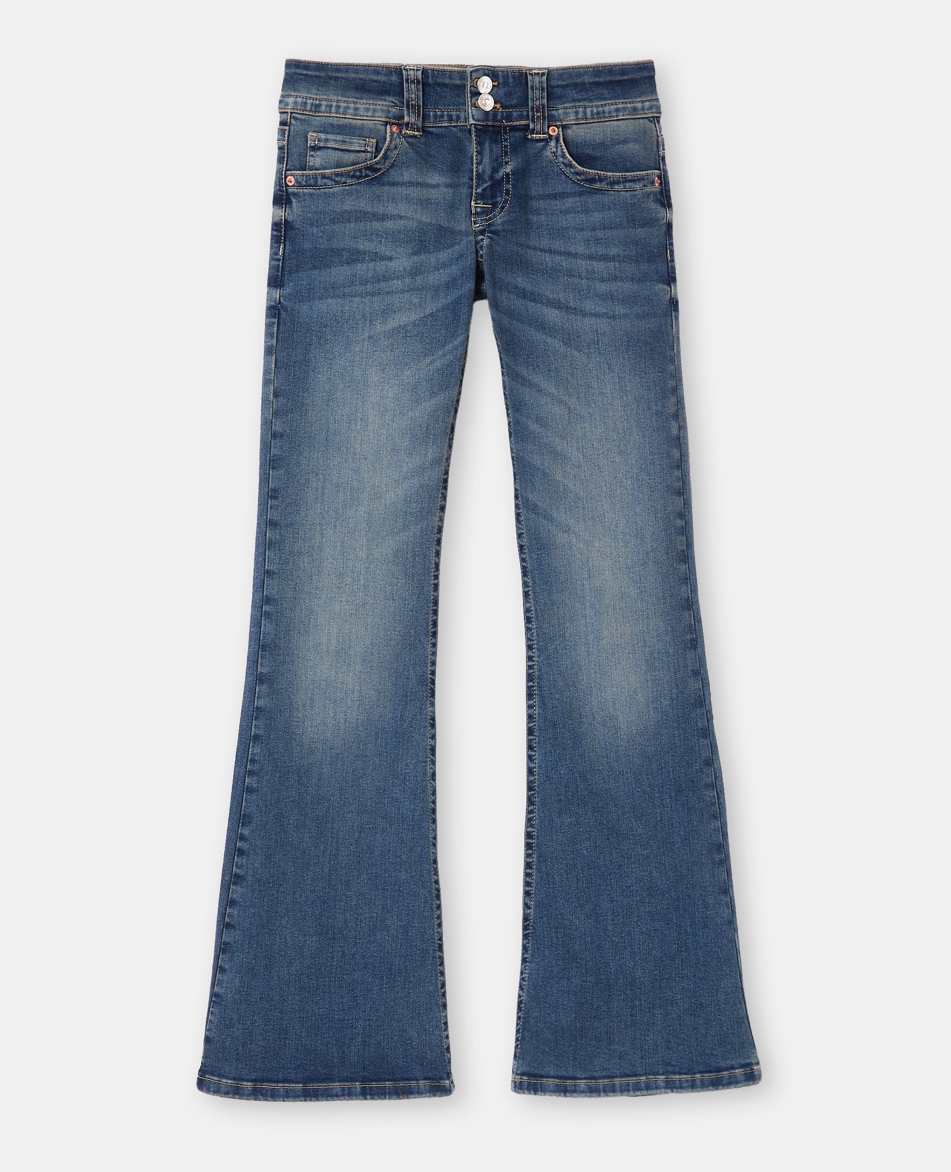 Jean flare taille basse avec 2 boutons - Image 4