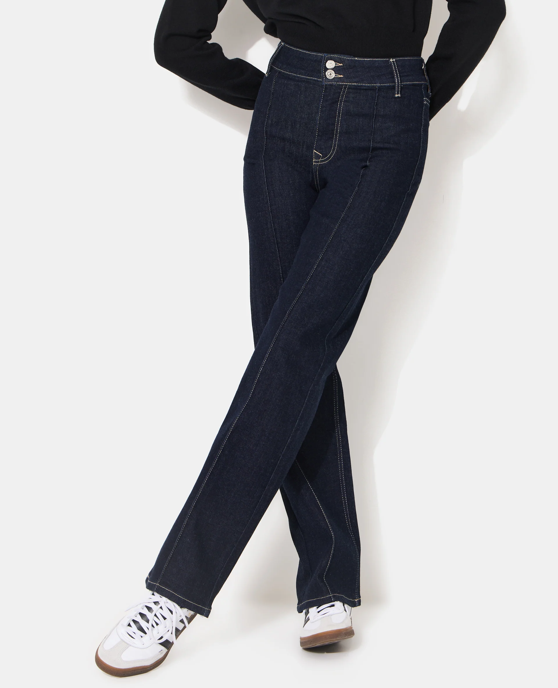Jean straight taille haute avec détails coutures - Image 7