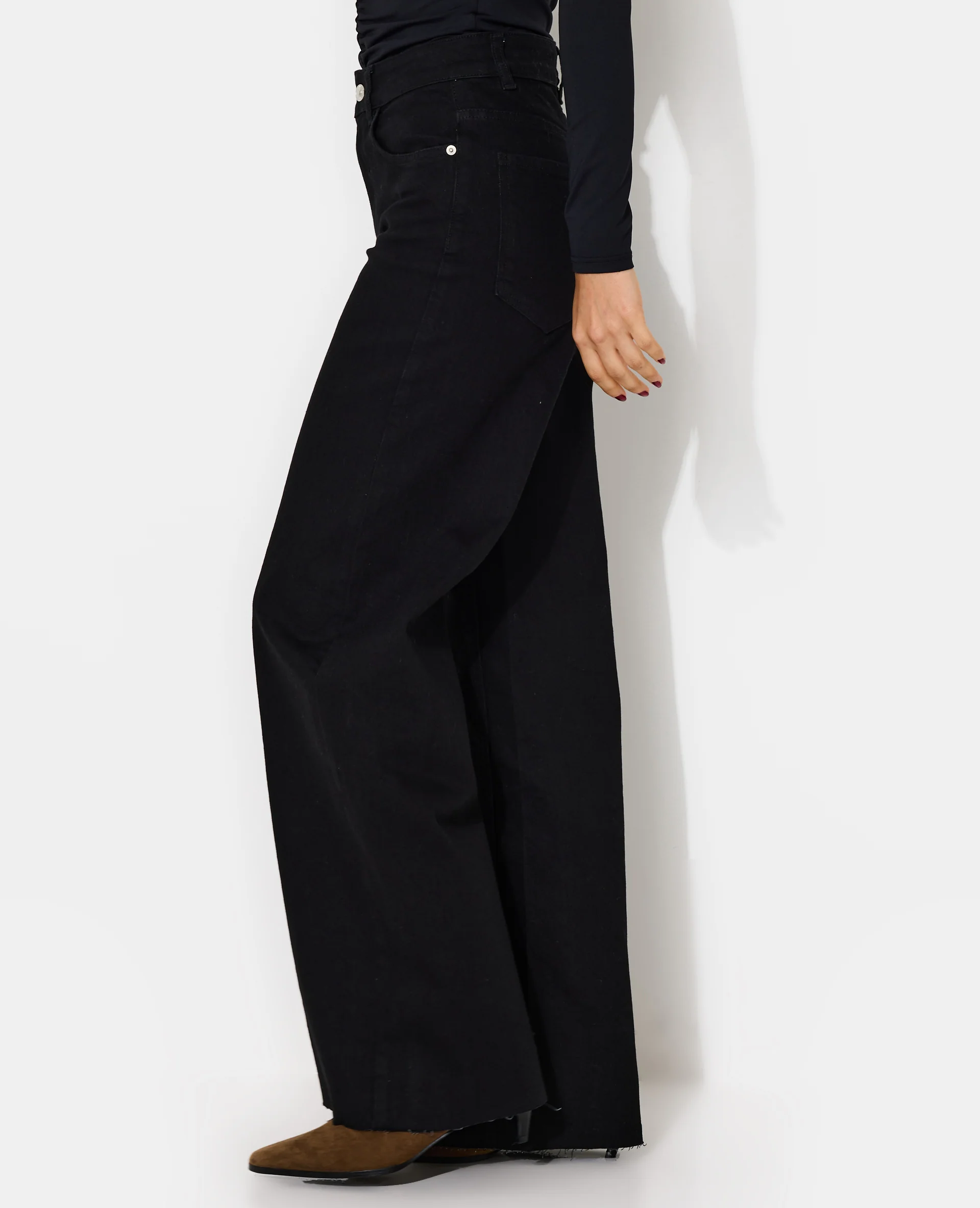 Jean wide taille haute avec élasthanne - Image 2