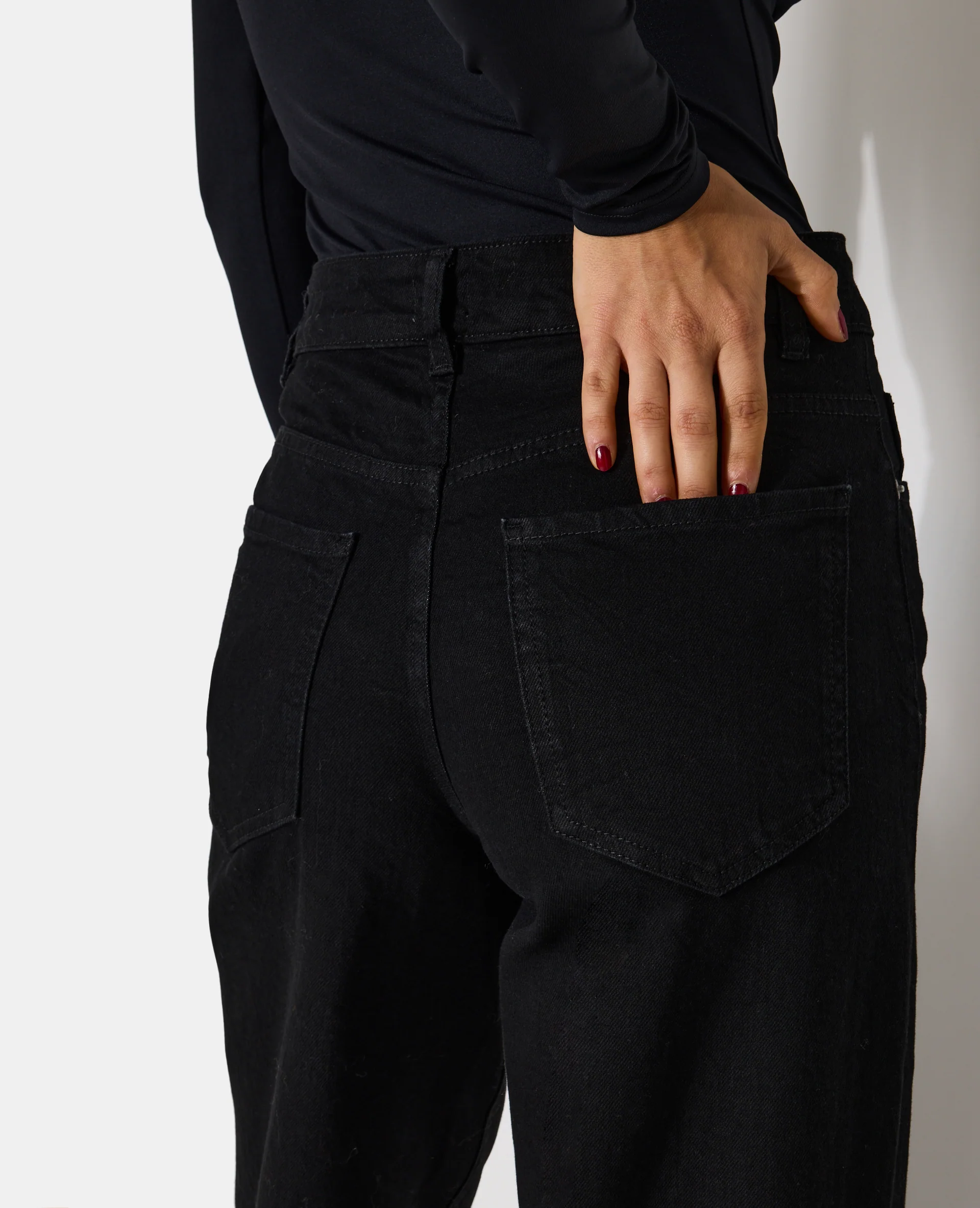 Jean wide taille haute avec élasthanne - Image 3