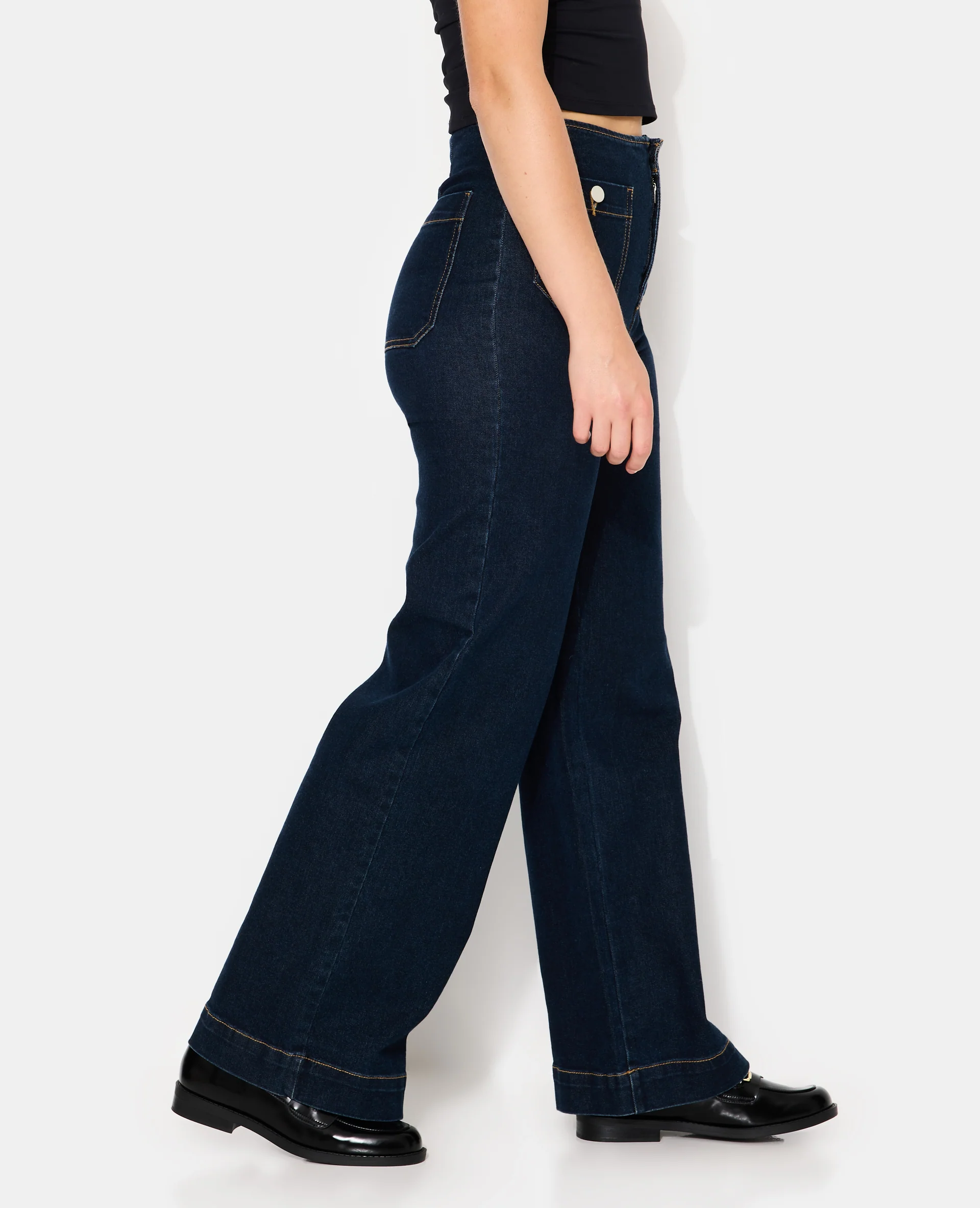 Jean wide taille haute avec poches devant - Image 2