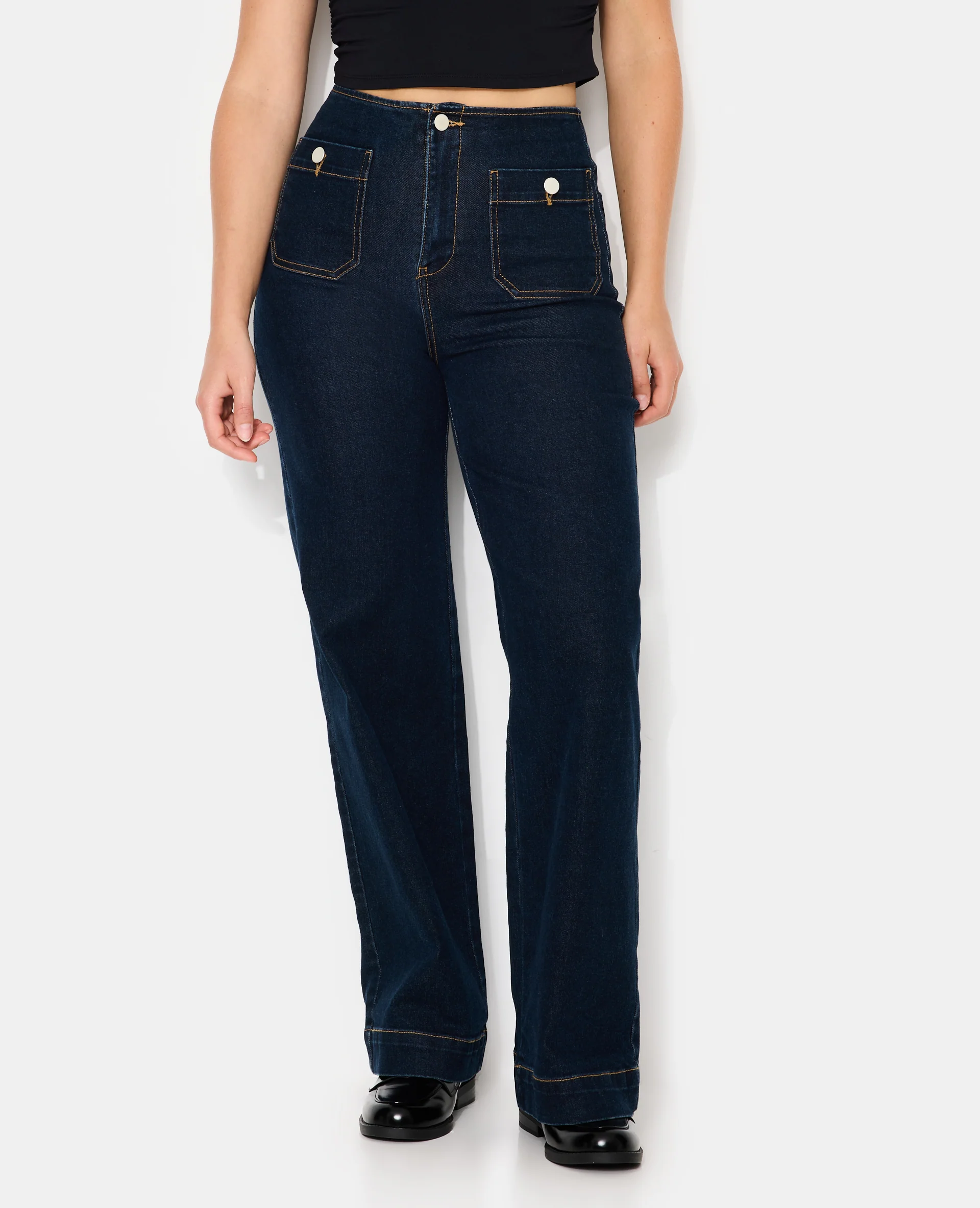 Jean wide taille haute avec poches devant - Image 4