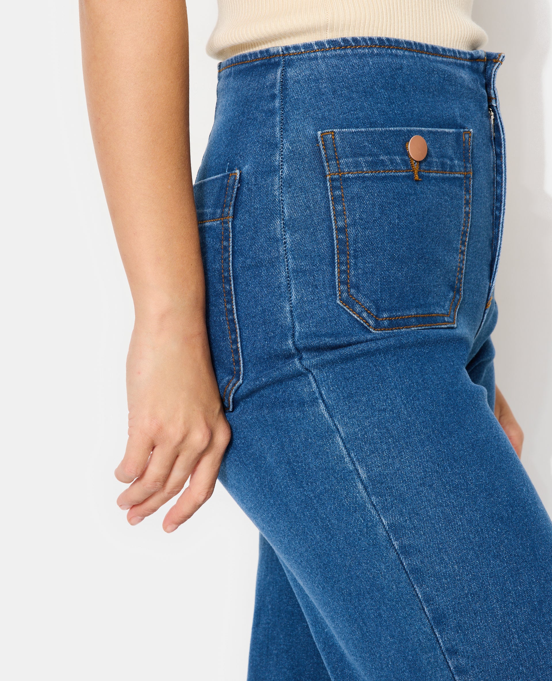 Jean wide taille haute avec poches devant - Image 3