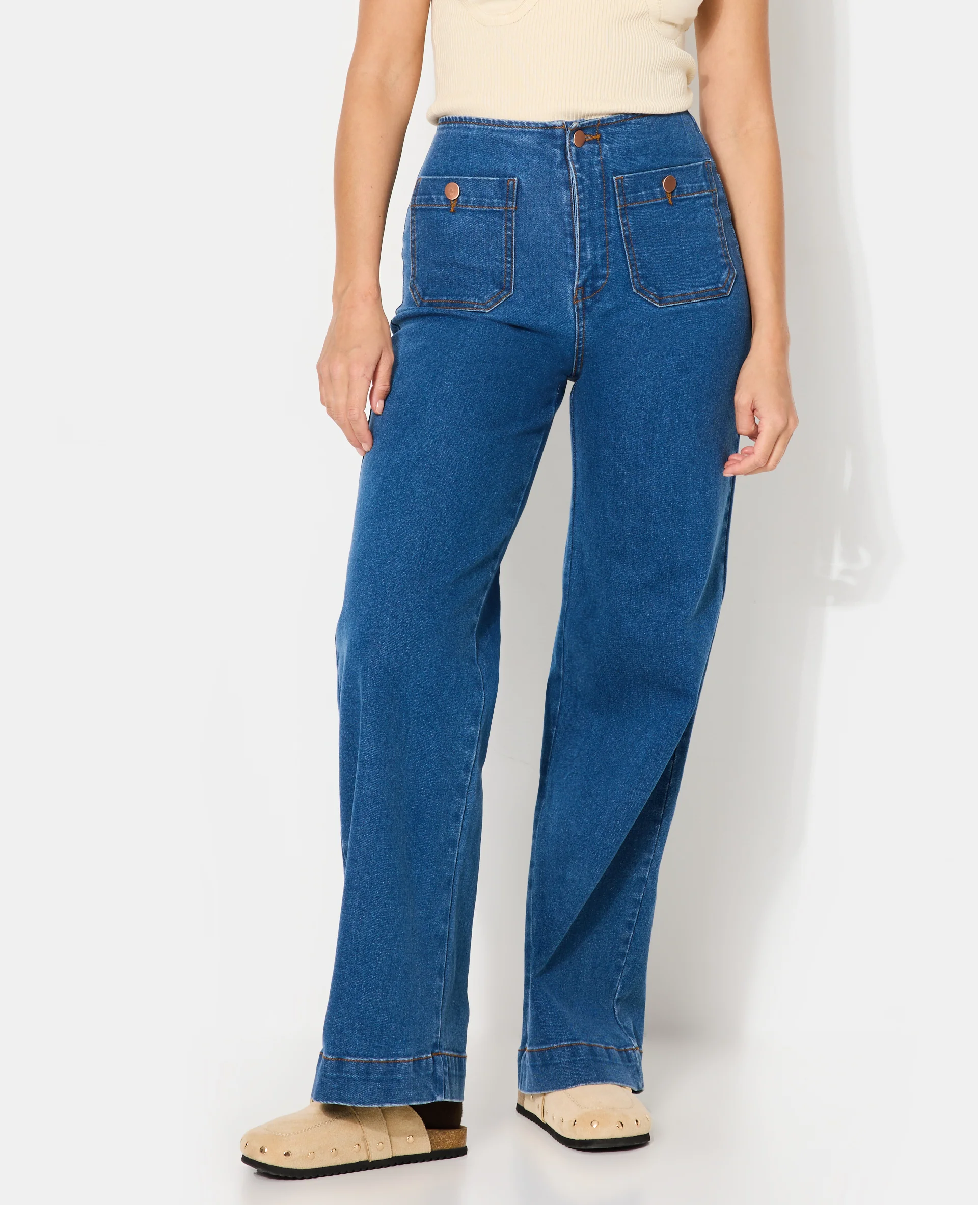 Jean wide taille haute avec poches devant - Image 5