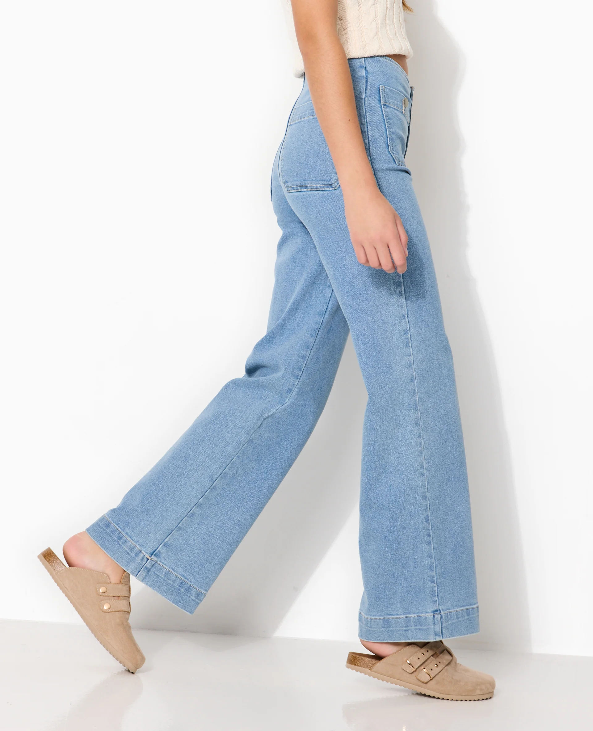 Jean wide taille haute avec poches devant - Image 3