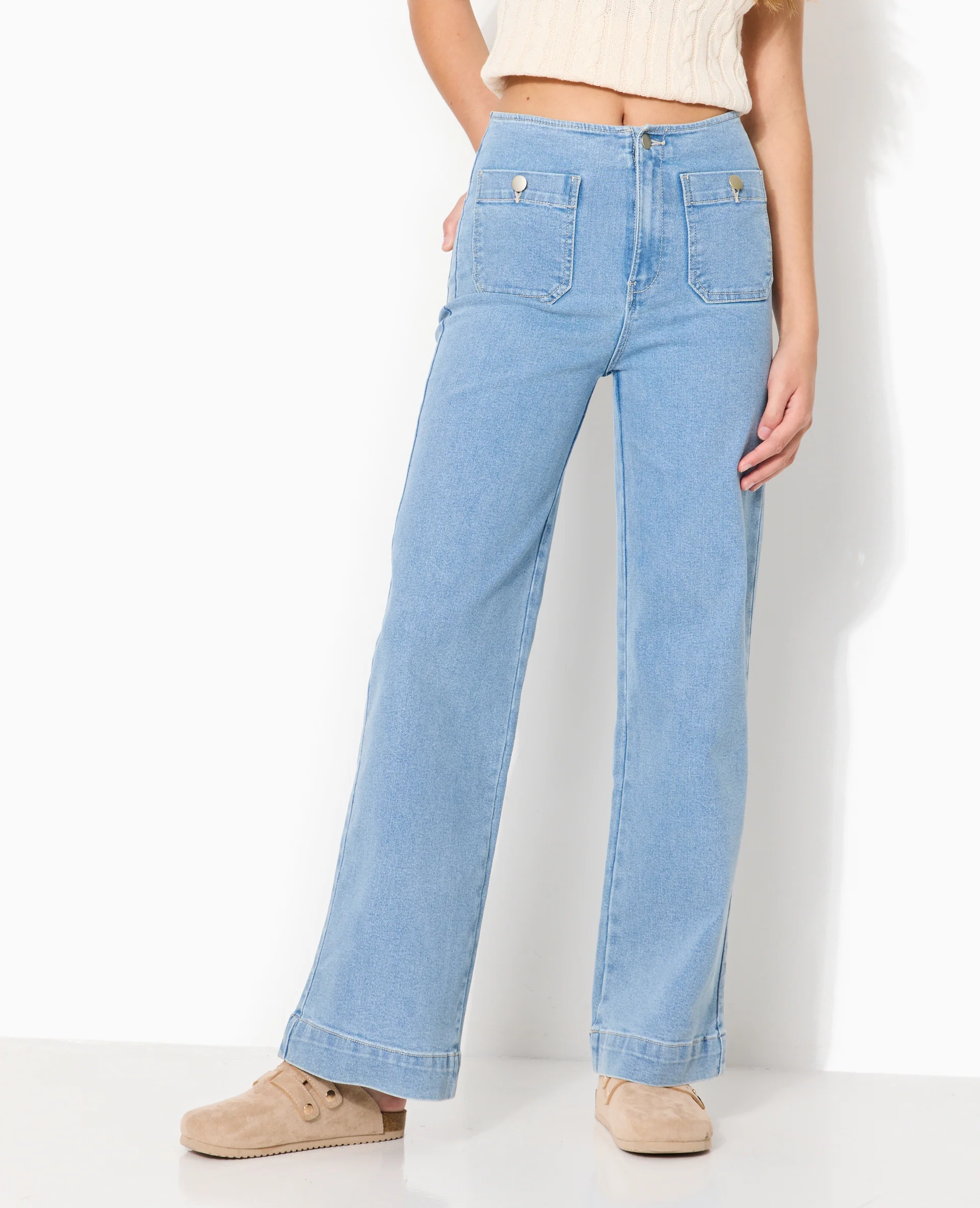 Jean wide taille haute avec poches devant - Image 5