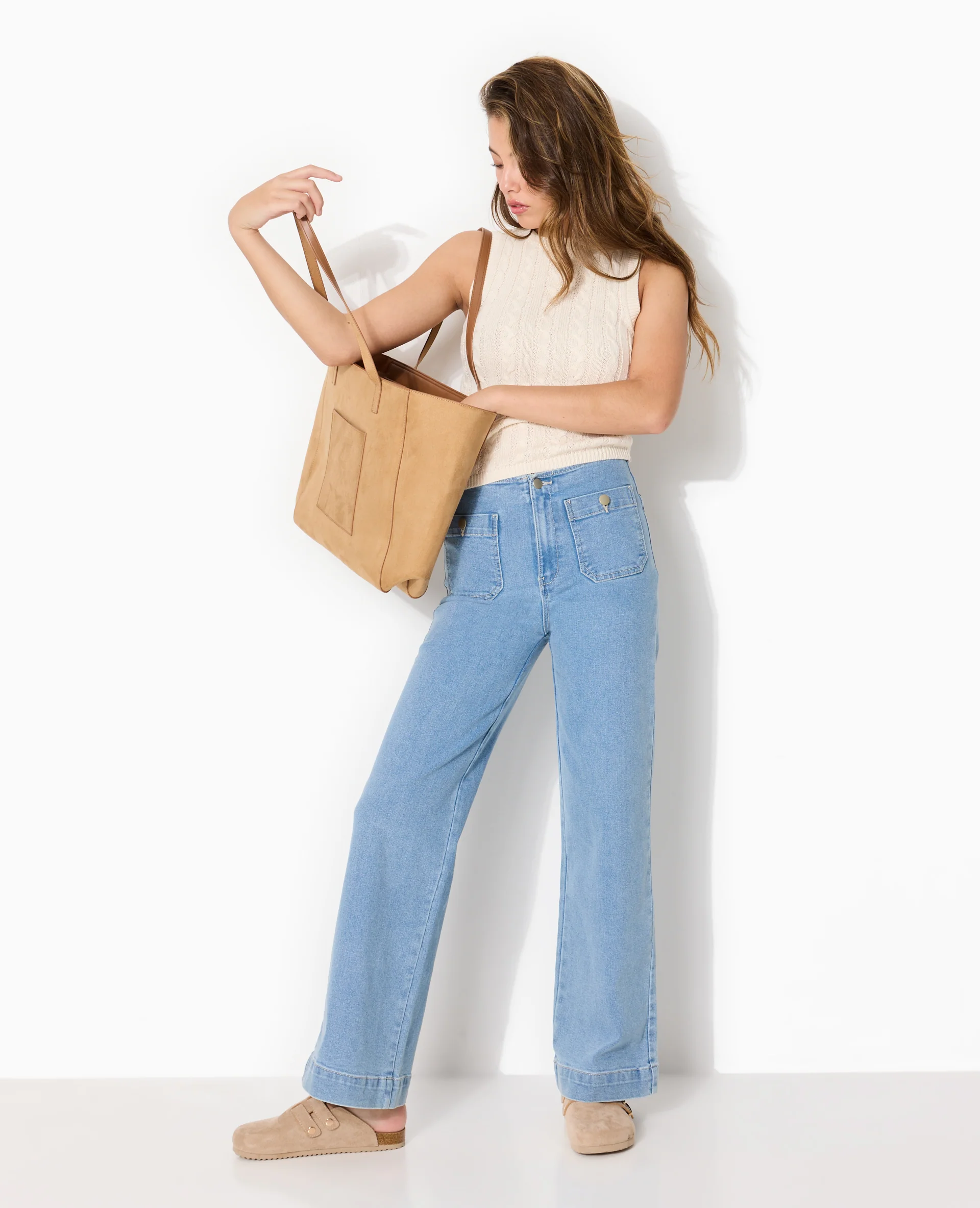 Jean wide taille haute avec poches devant - Image 8