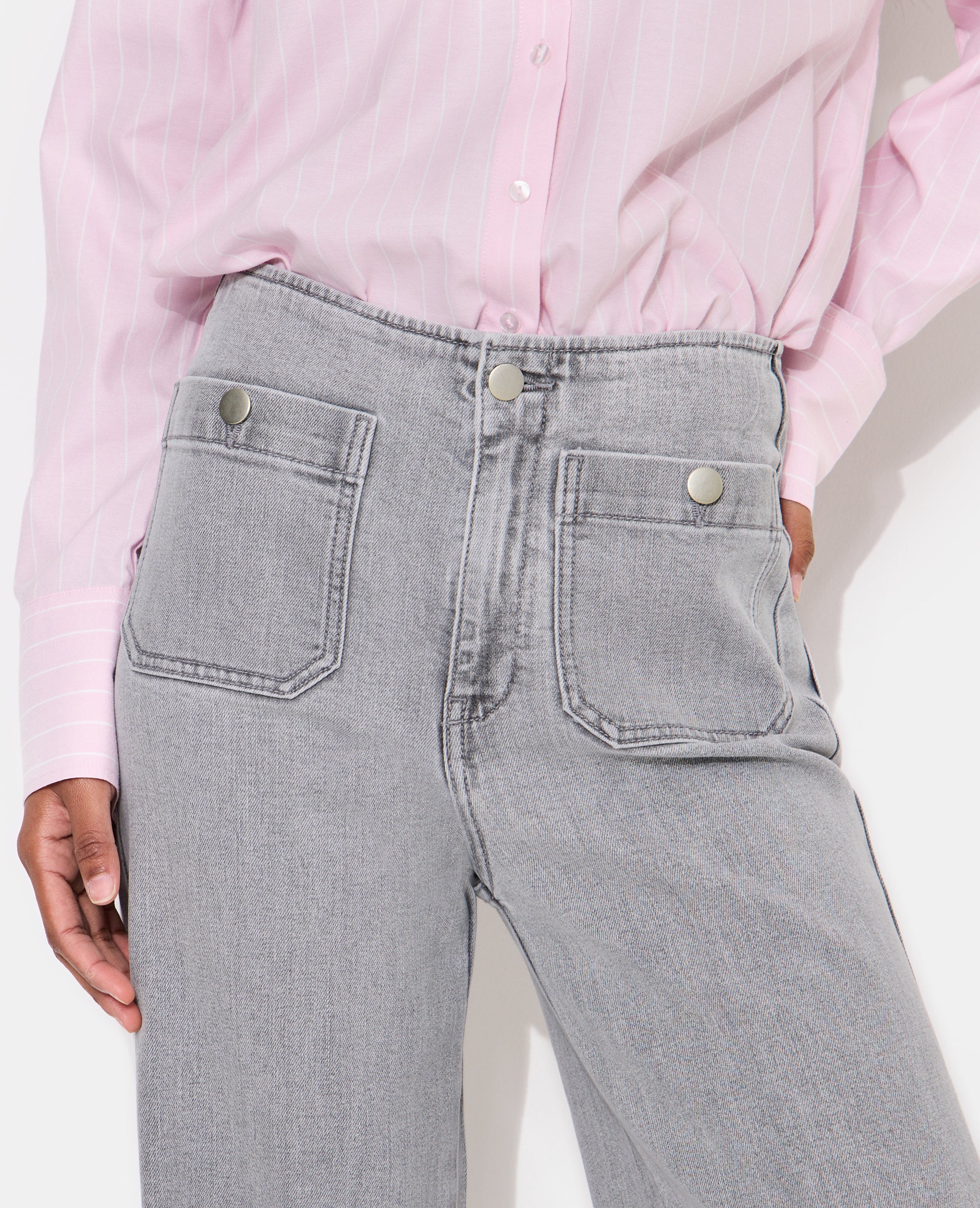 Jean wide taille haute avec poches devant - Image 3