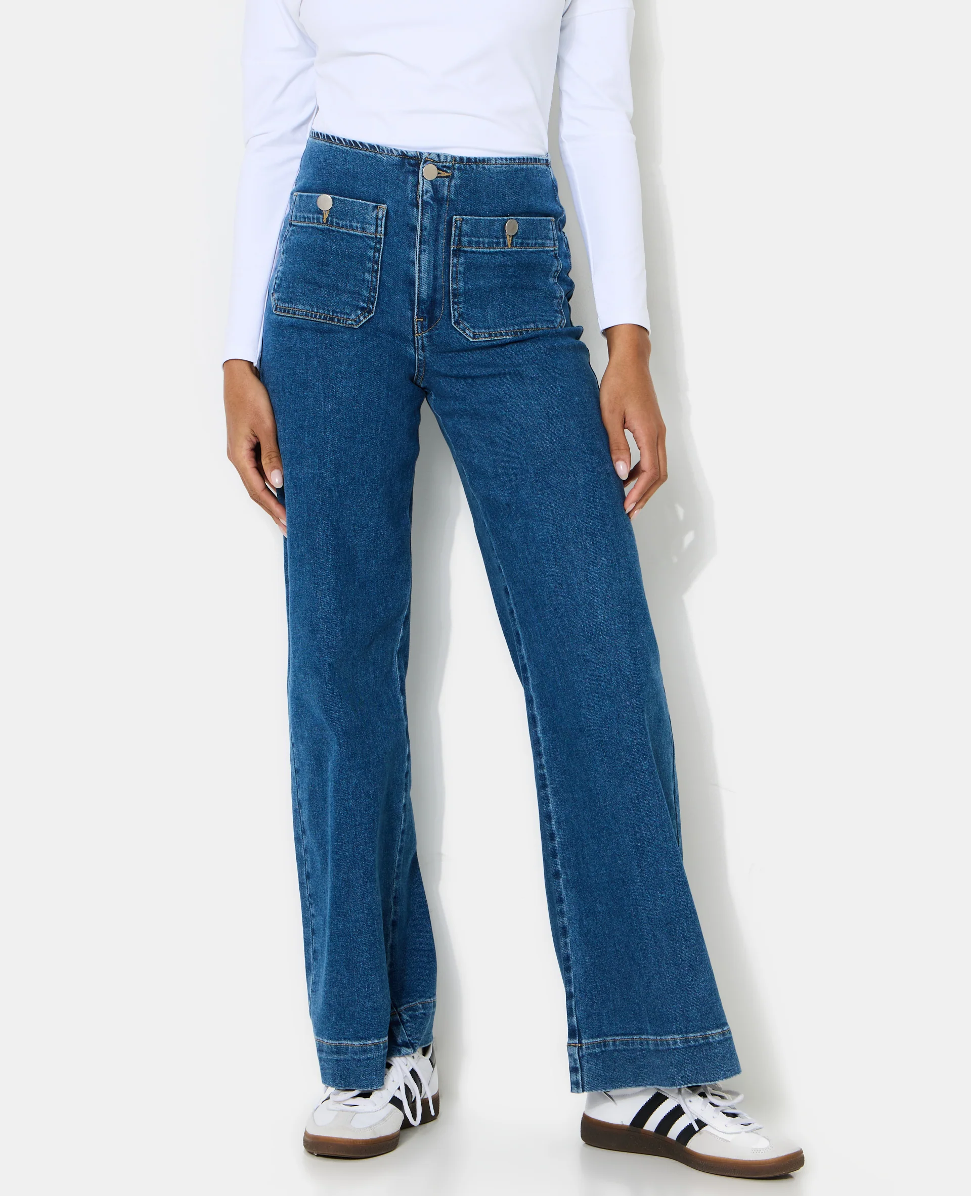 Jean wide taille haute avec poches plaquées - Image 5
