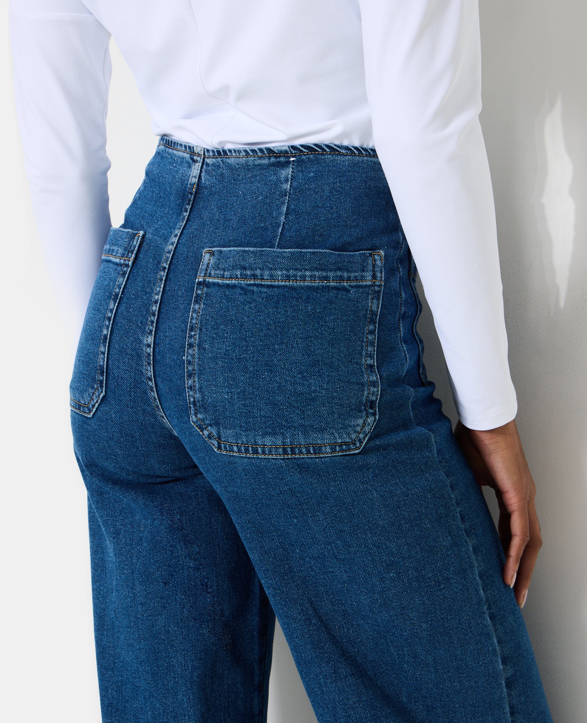 Jean wide taille haute avec poches plaquées - Image 7