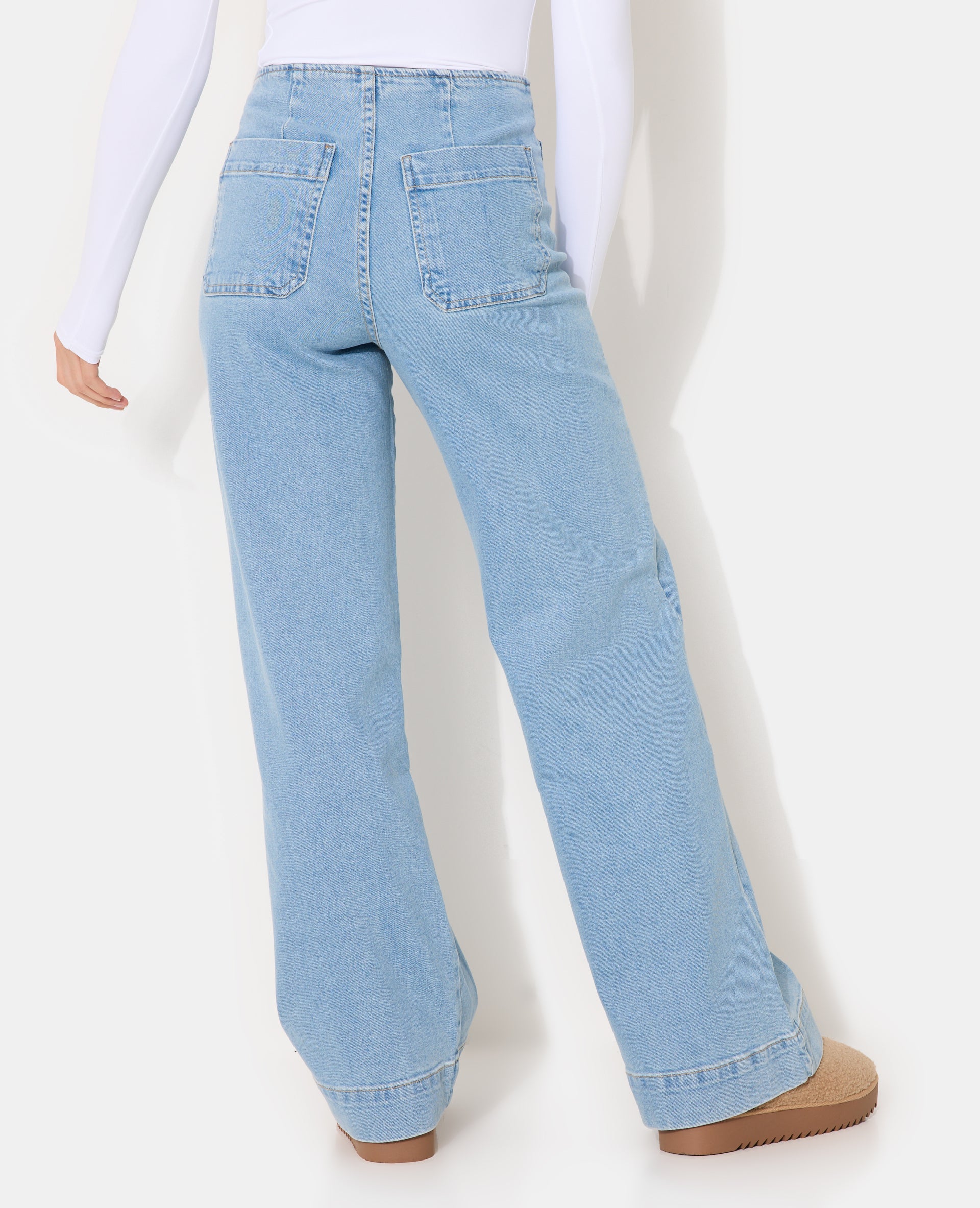 Jean wide taille haute avec poches plaquées - Image 6