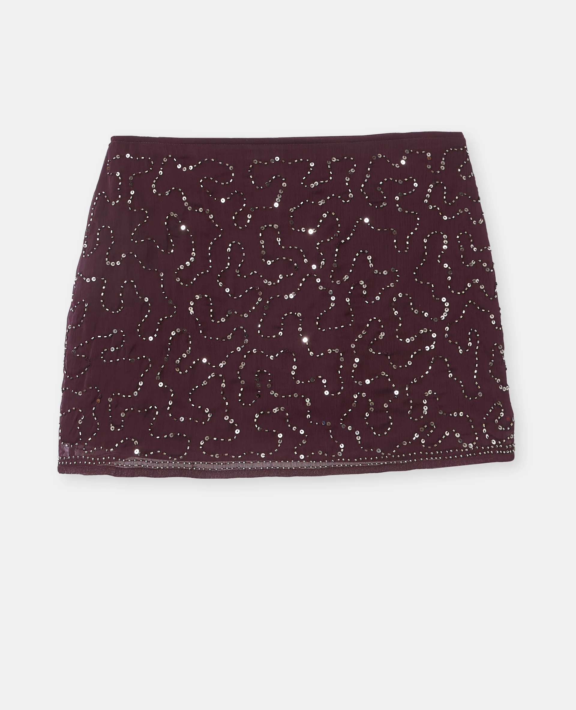 Jupe courte en voile avec sequins et perles - Image 4