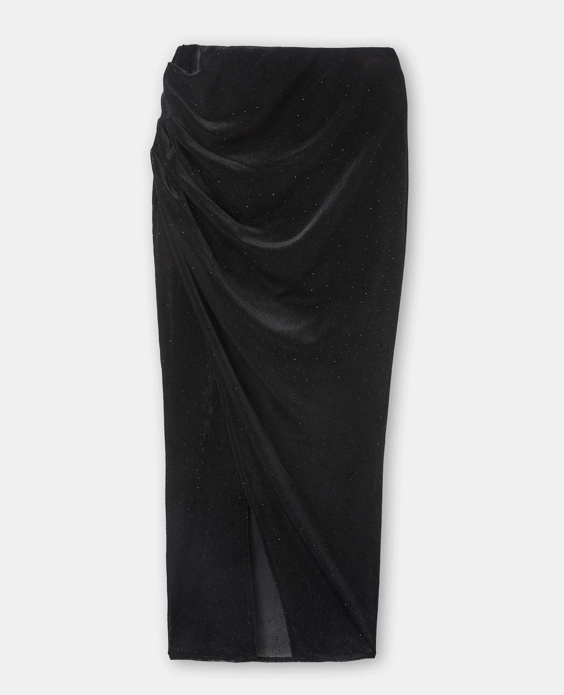 Jupe longue drapée en résille et velours avec strass - Image 4