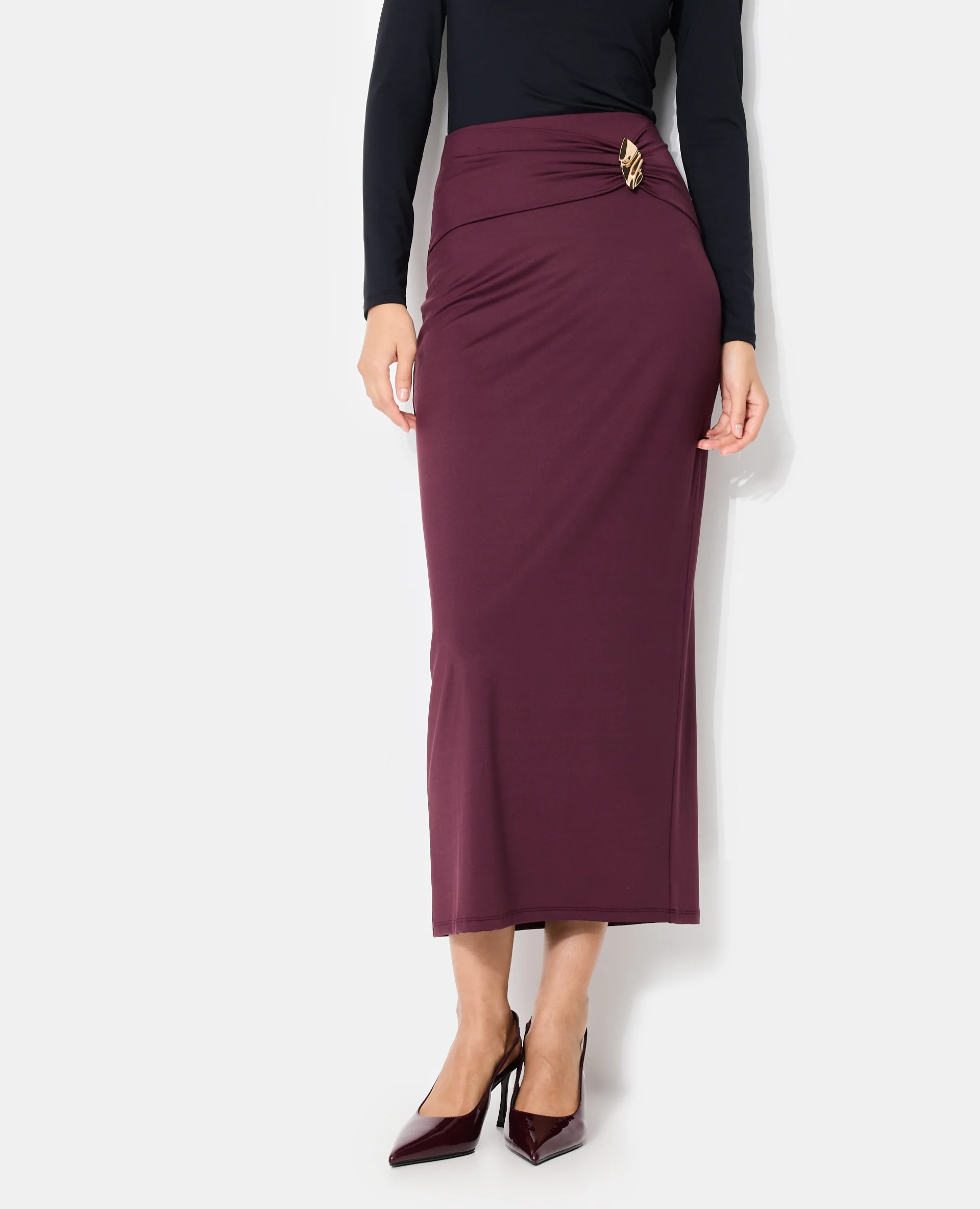 Jupe longue en maille avec ceinture fantaisie - Image 5
