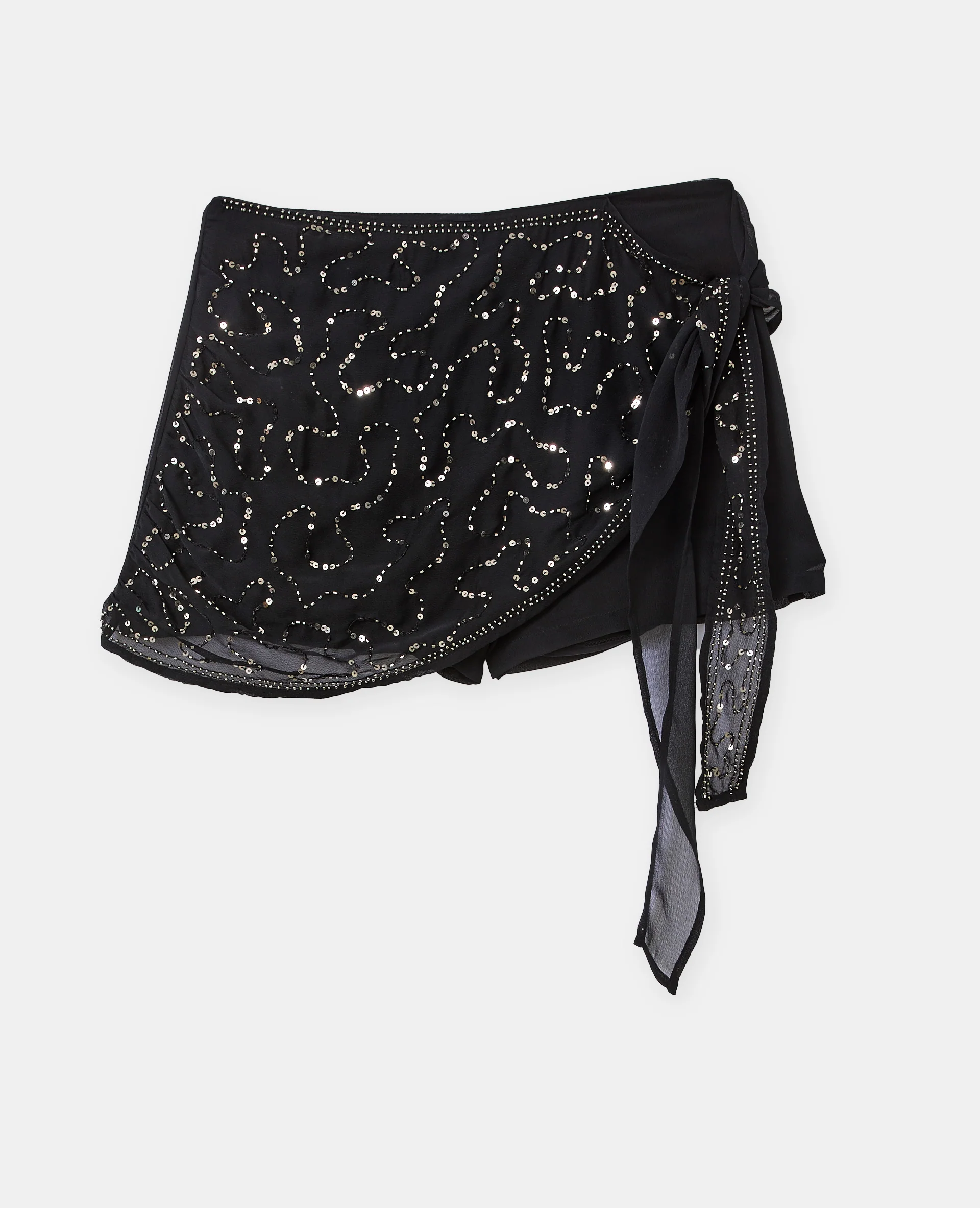 Jupe-short en voile avec sequins et perles - Image 4